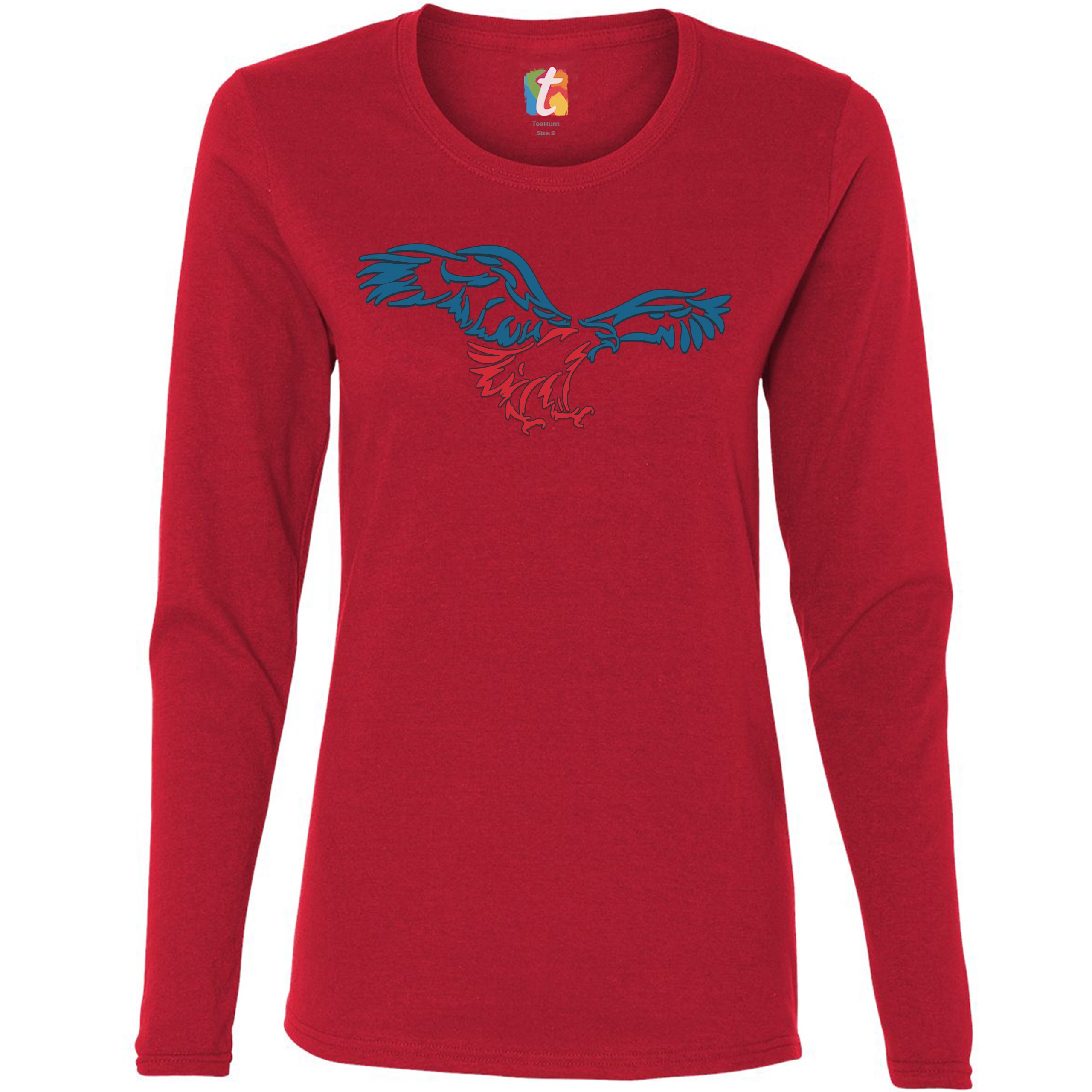 American Bald Eagle Talons Out Women's Long Sleeve T-shirt 4th of July Patriot - 第 11/29 張圖片