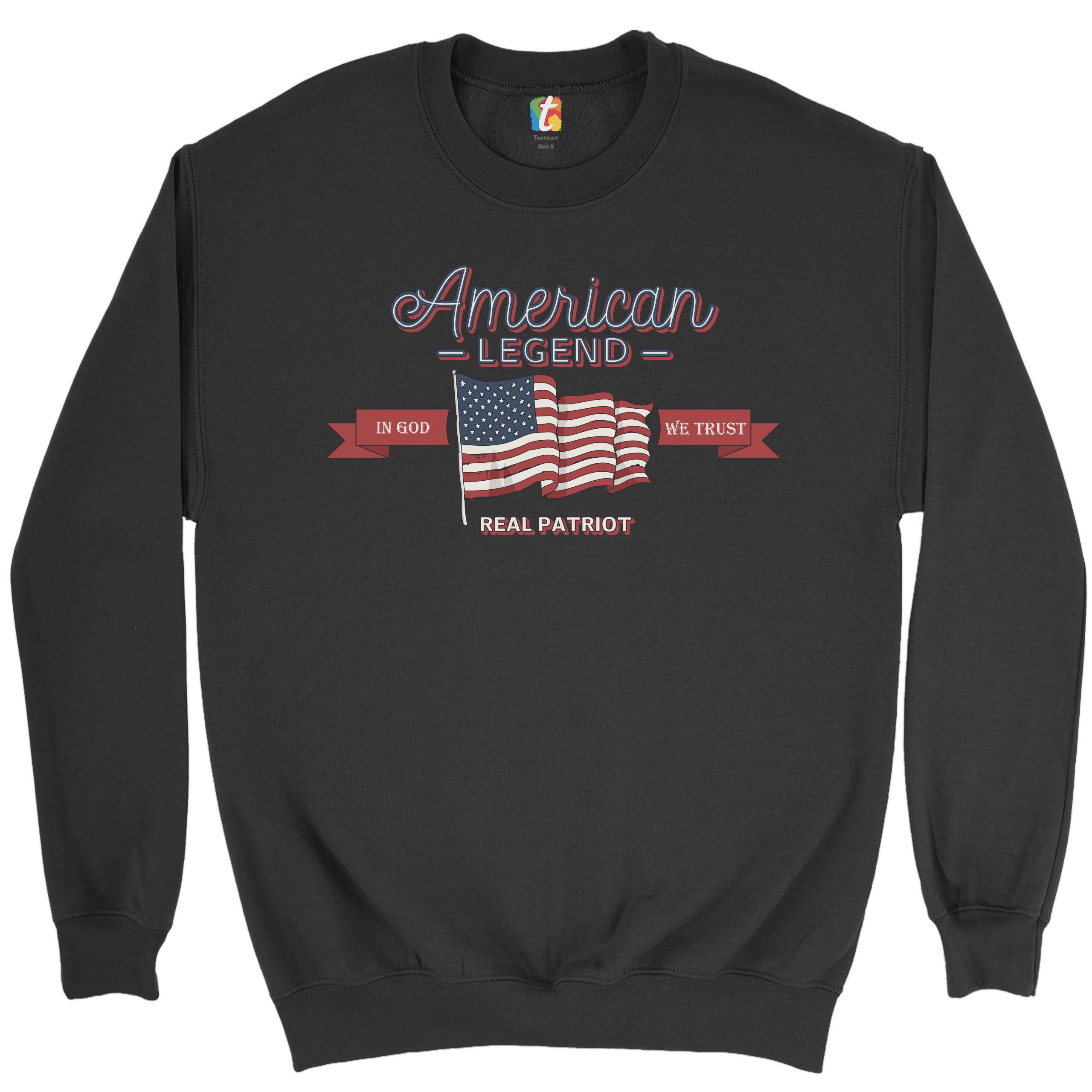 American Legend Real Patriot Sweatshirt In God We Trust 4th of July Crewneck - Picture 2 of 36