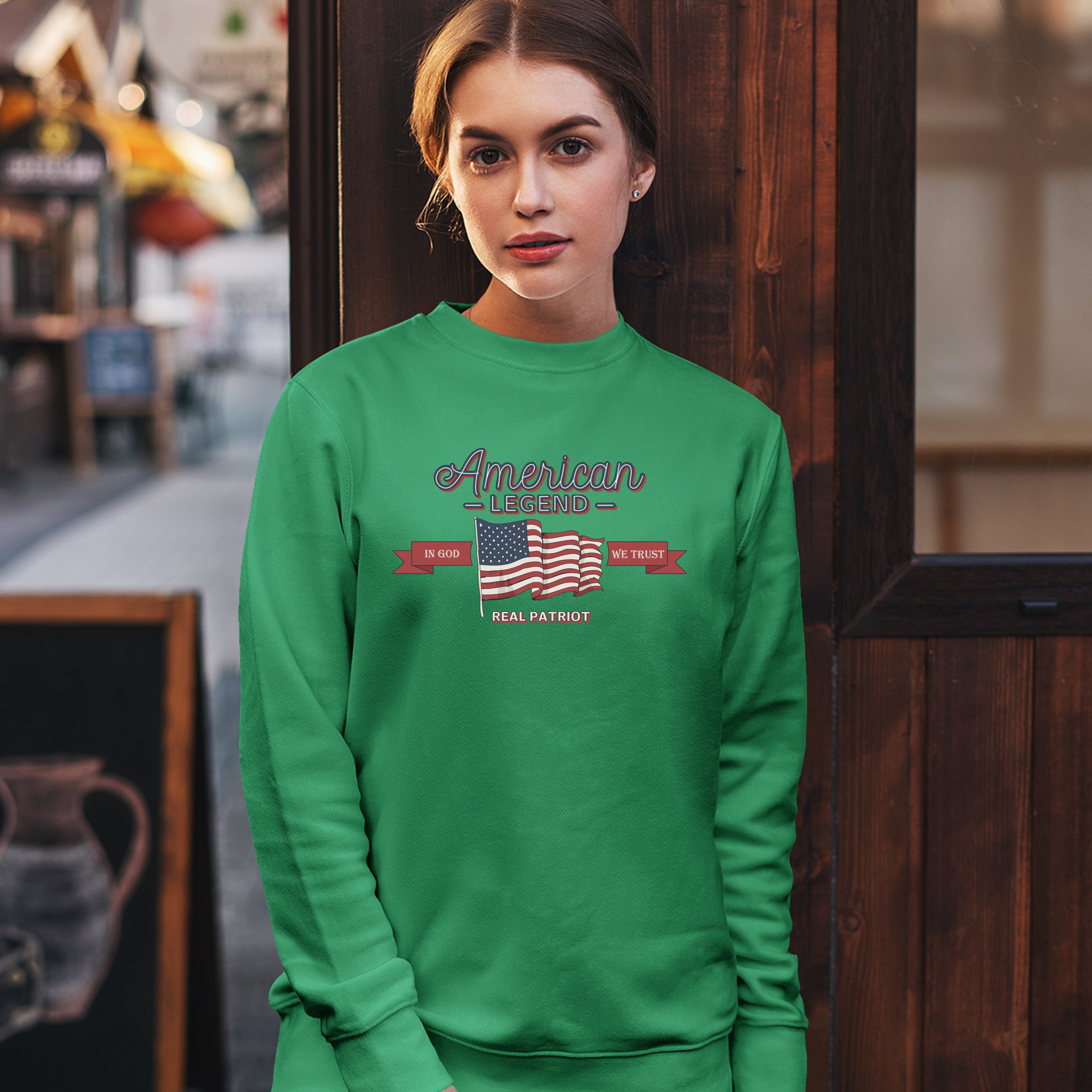 American Legend Real Patriot Sweatshirt In God We Trust 4th of July Crewneck - Picture 31 of 36