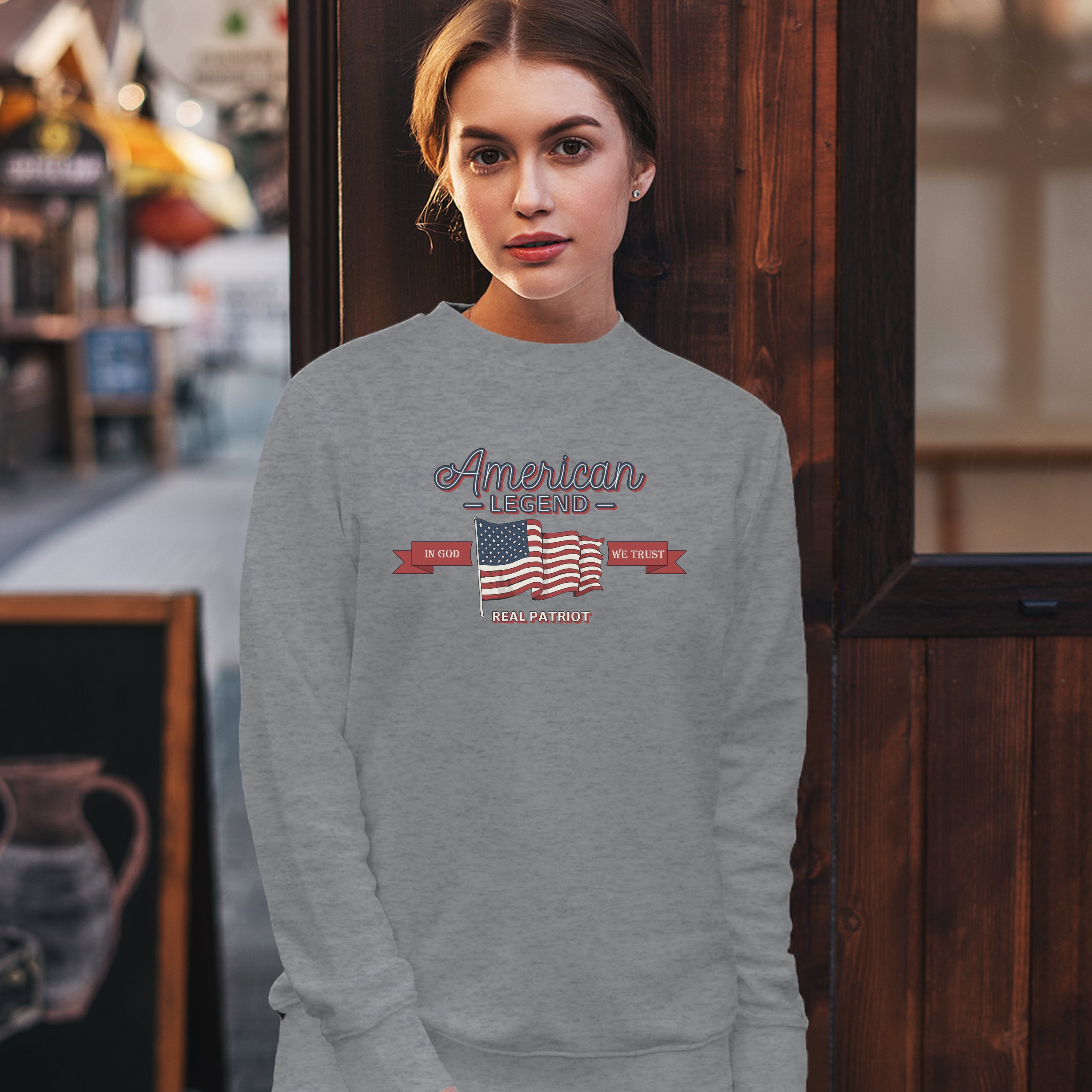 American Legend Real Patriot Sweatshirt In God We Trust 4th of July Crewneck - Picture 11 of 36