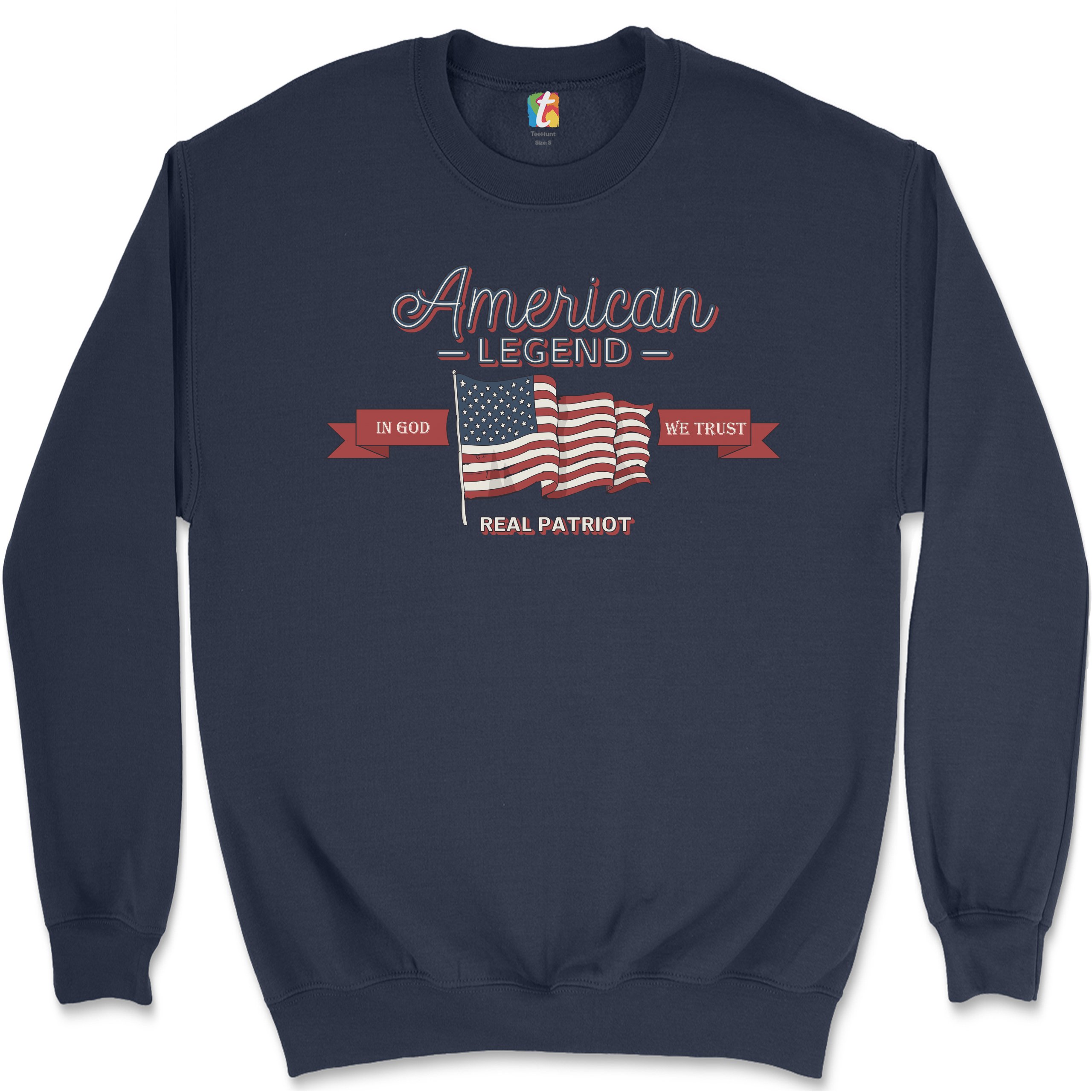 American Legend Real Patriot Sweatshirt In God We Trust 4th of July Crewneck - Picture 22 of 36