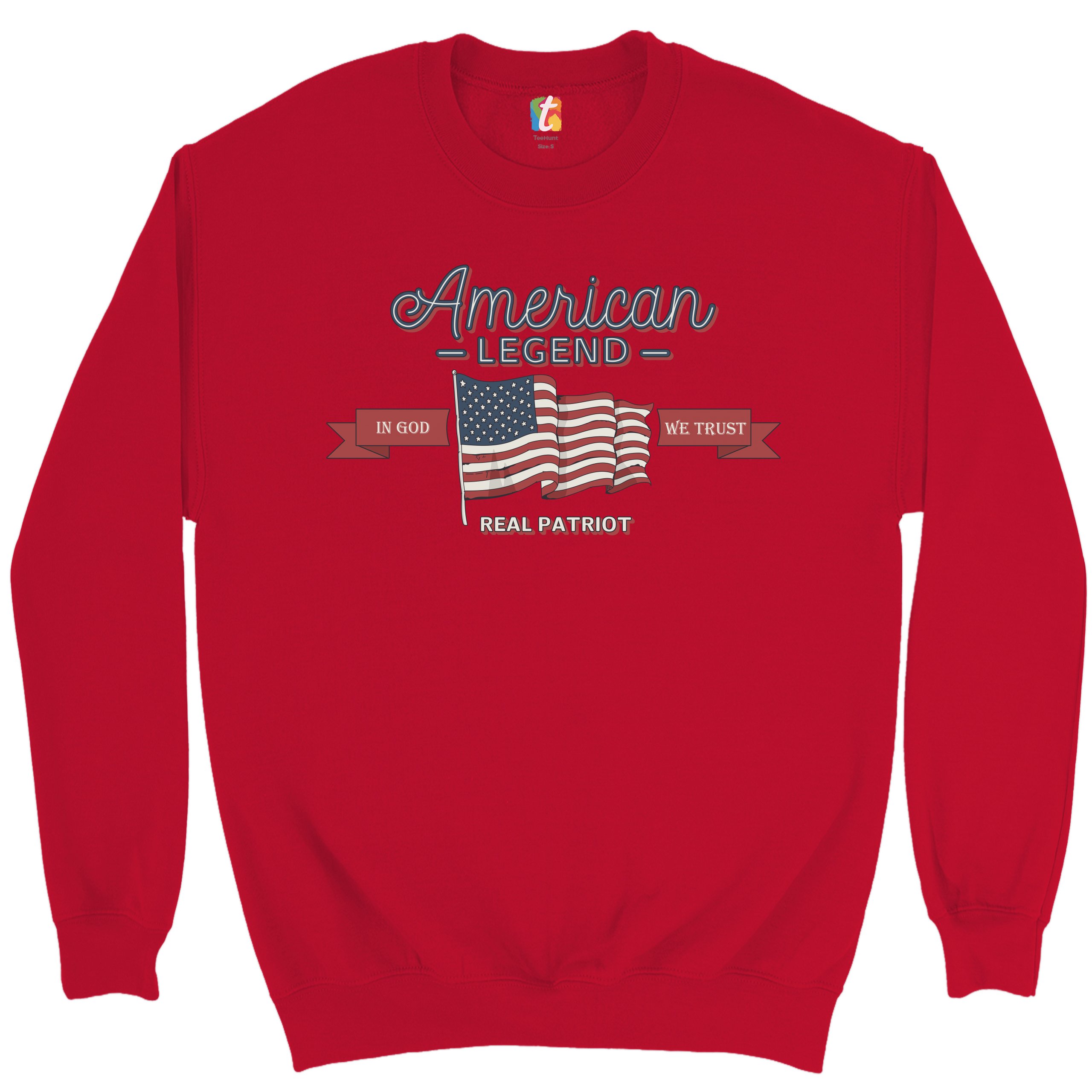 American Legend Real Patriot Sweatshirt In God We Trust 4th of July Crewneck - Picture 12 of 36