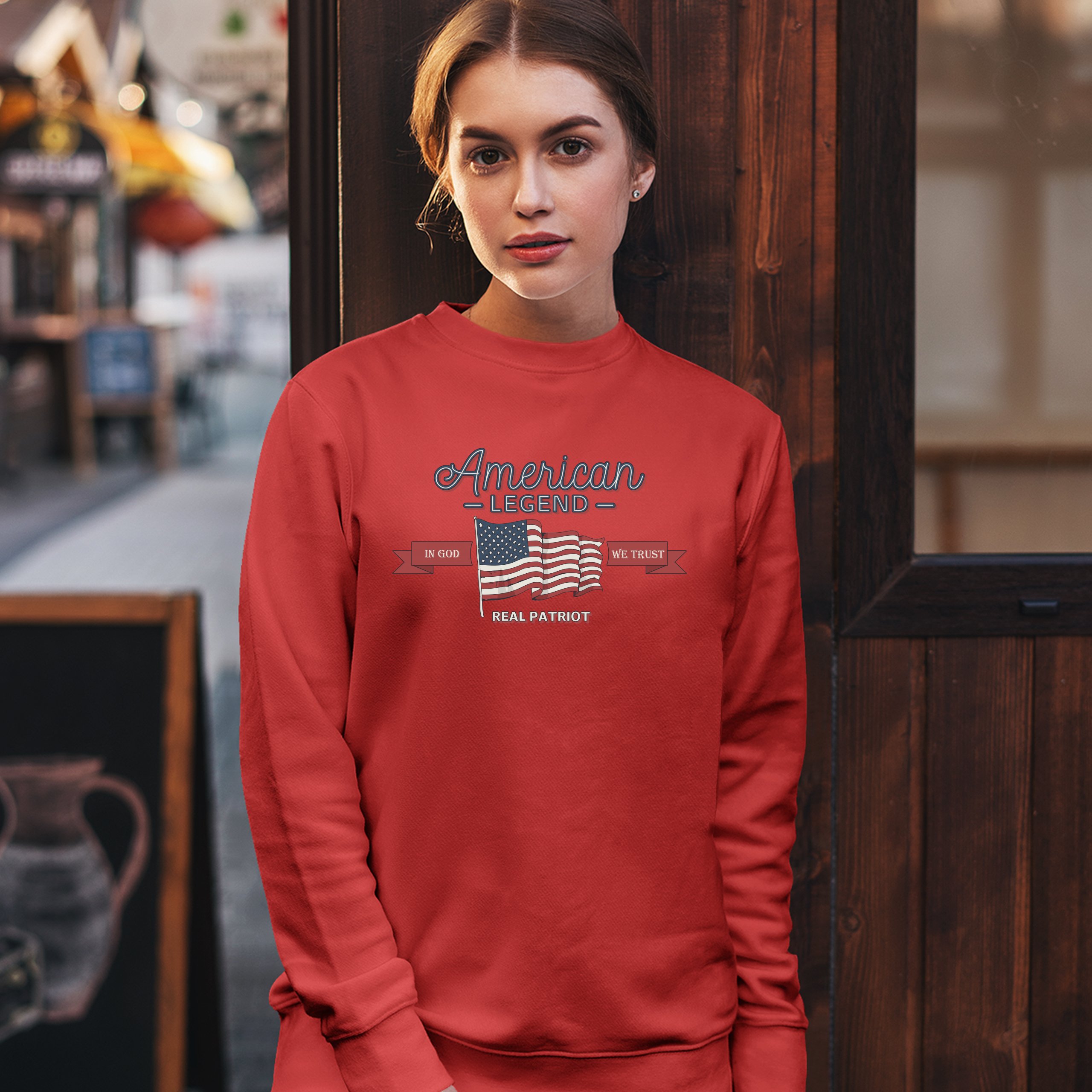 American Legend Real Patriot Sweatshirt In God We Trust 4th of July Crewneck - Picture 16 of 36