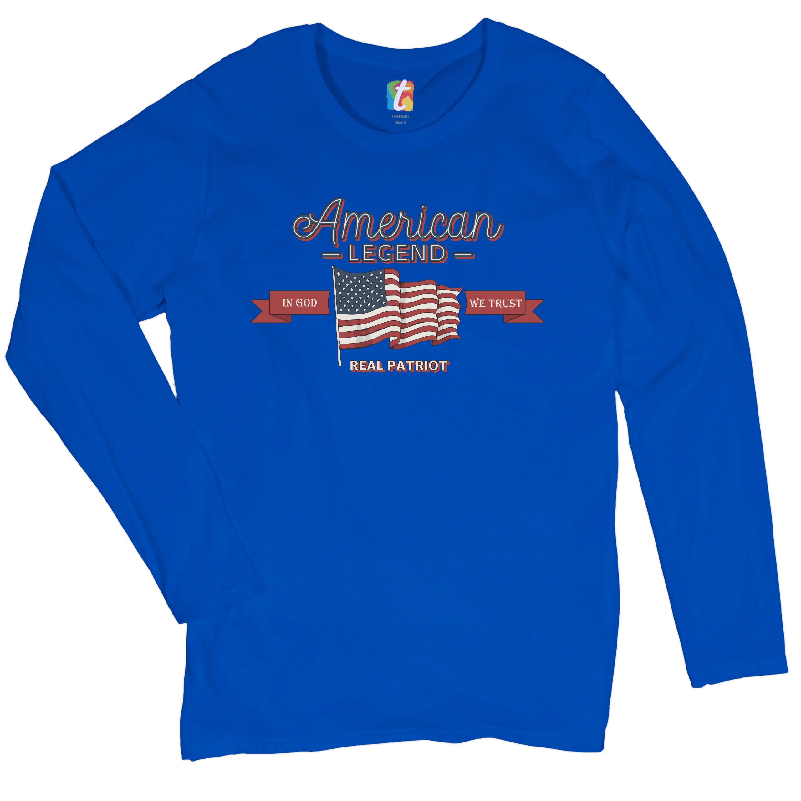 American Legend Real Patriot Women's Long Sleeve T-shirt 4th of July USA Flag - Picture 22 of 29