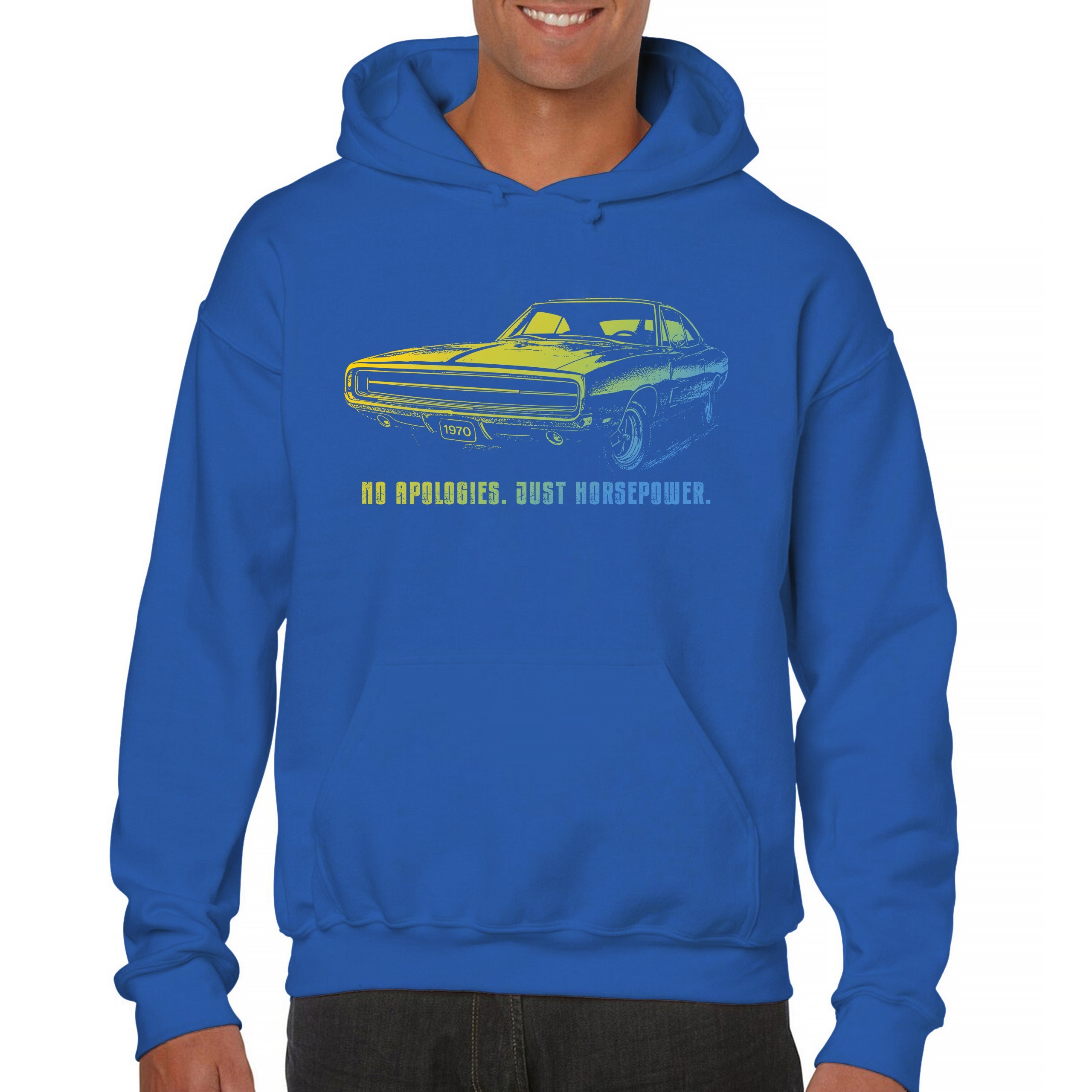 No Apologies Just Horsepower Sweatshirt Muscle Car Vintage 1970 Power Hoodie - Picture 44 of 57