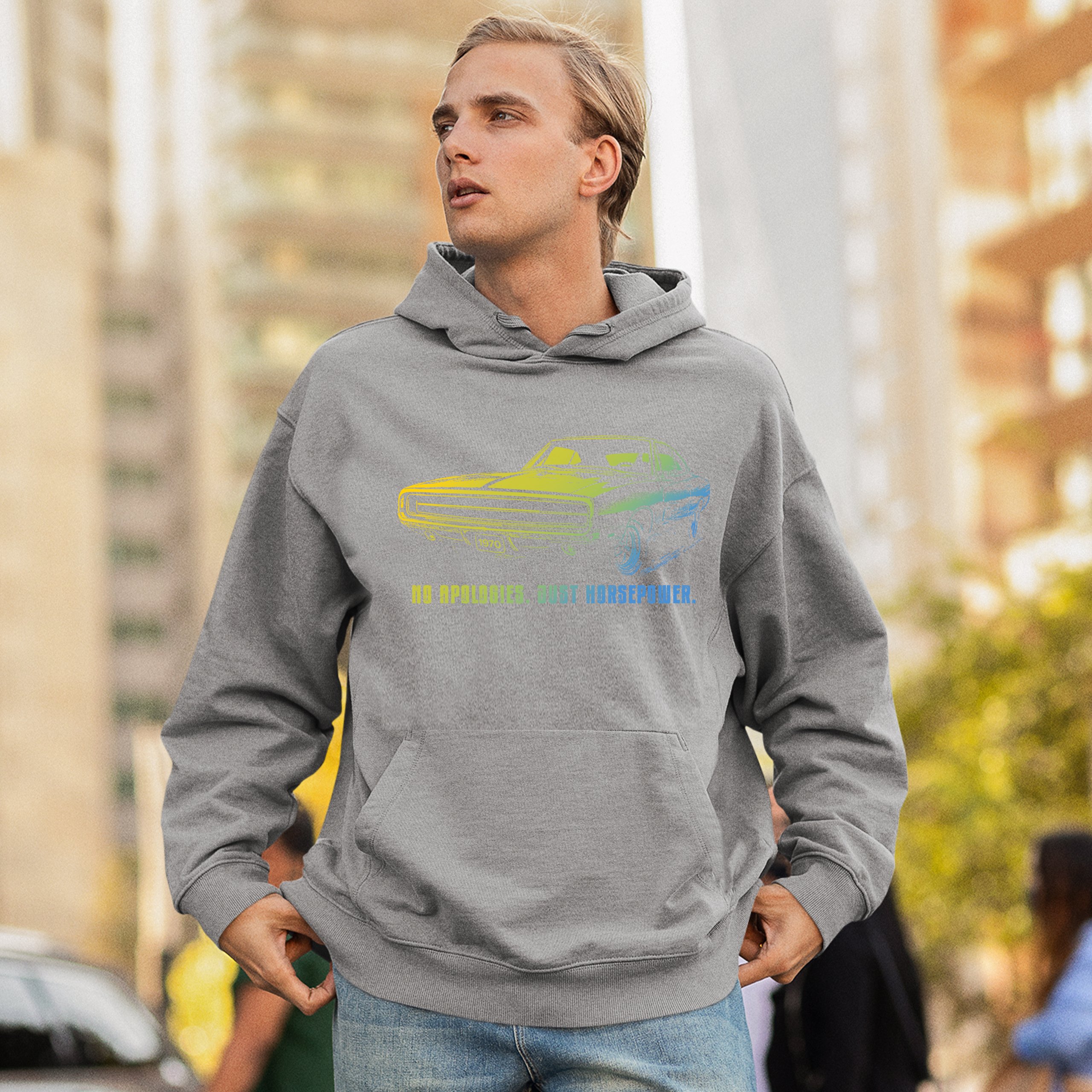 No Apologies Just Horsepower Sweatshirt Muscle Car Vintage 1970 Power Hoodie - Picture 12 of 57