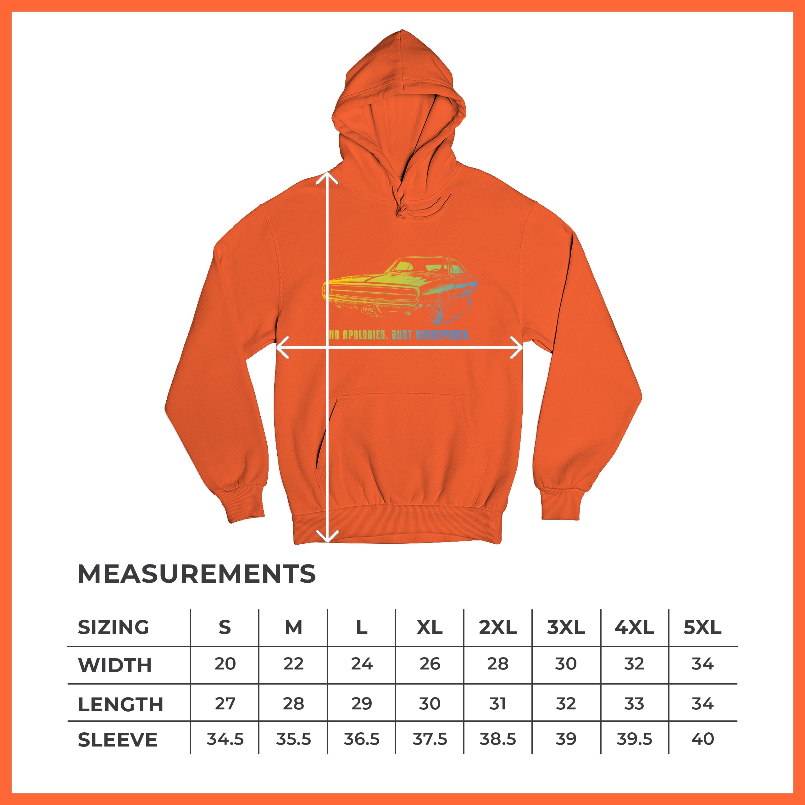 No Apologies Just Horsepower Sweatshirt Muscle Car Vintage 1970 Power Hoodie - Picture 22 of 57