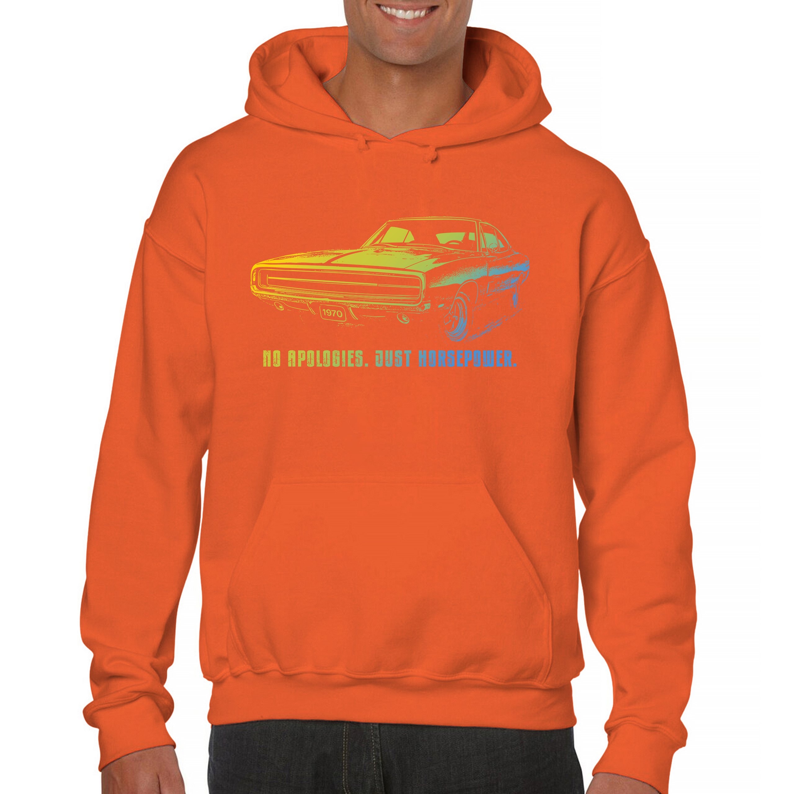No Apologies Just Horsepower Sweatshirt Muscle Car Vintage 1970 Power Hoodie - Picture 16 of 57