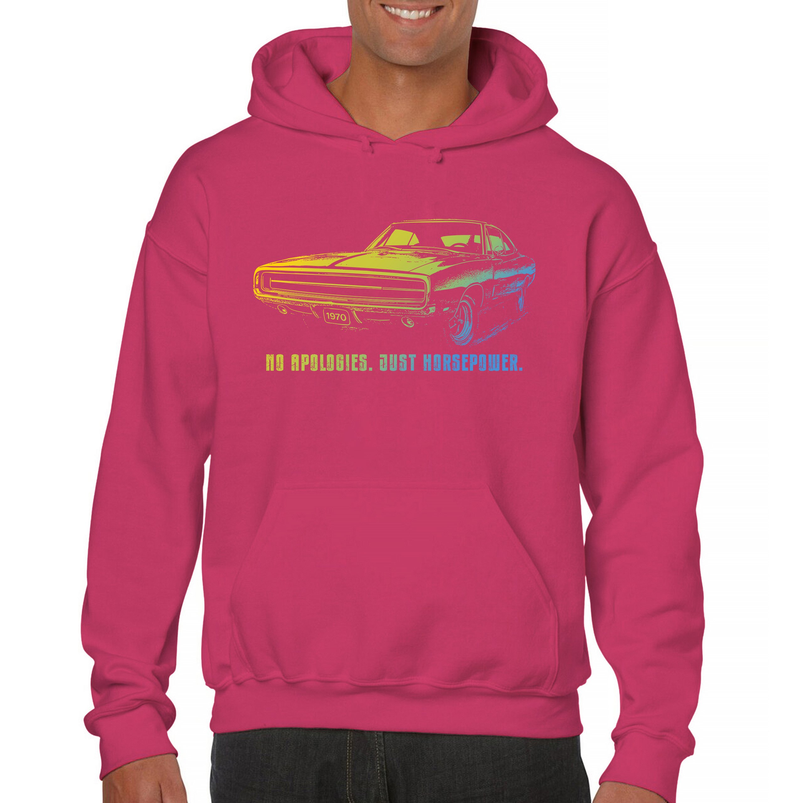 No Apologies Just Horsepower Sweatshirt Muscle Car Vintage 1970 Power Hoodie - Picture 51 of 57