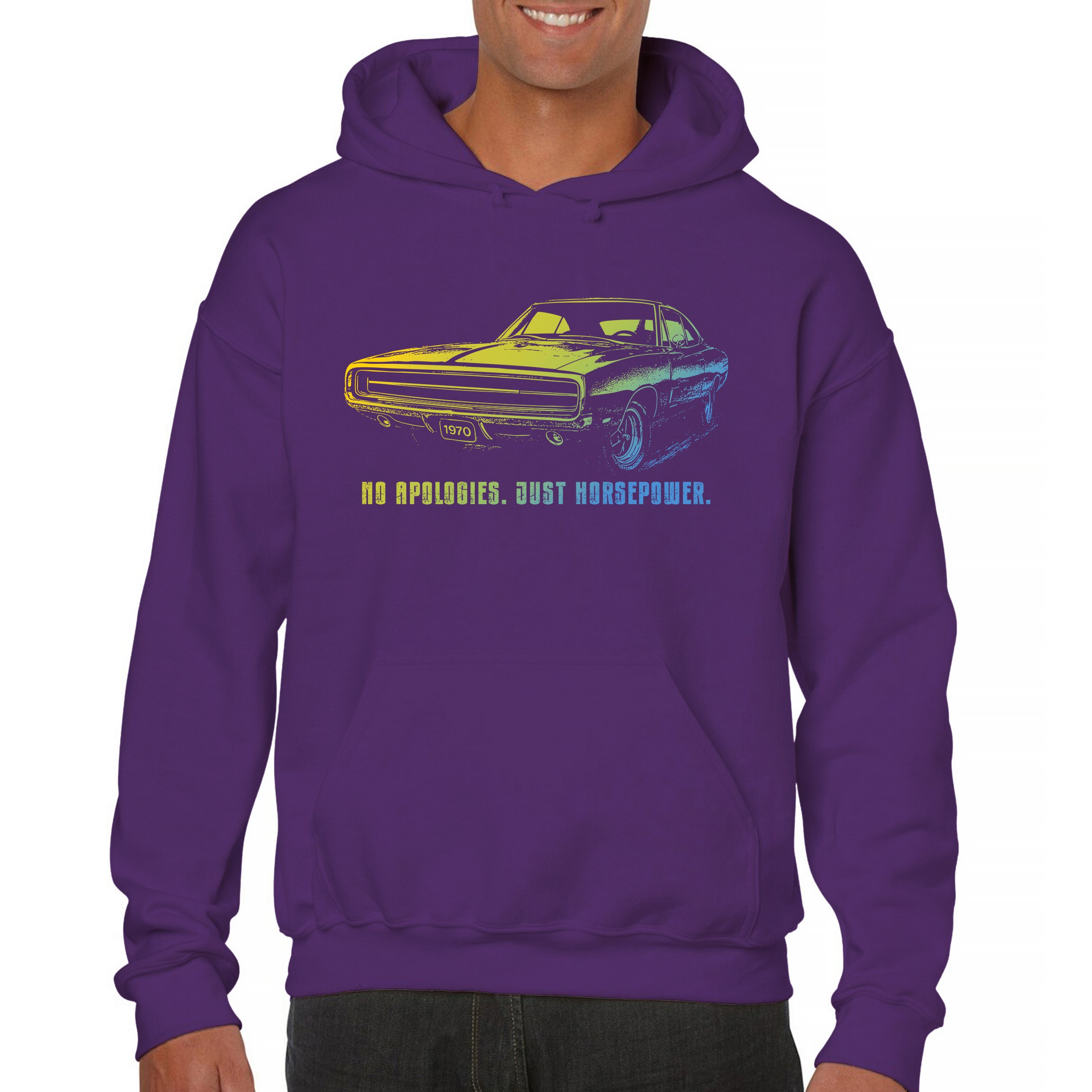 No Apologies Just Horsepower Sweatshirt Muscle Car Vintage 1970 Power Hoodie - Picture 23 of 57