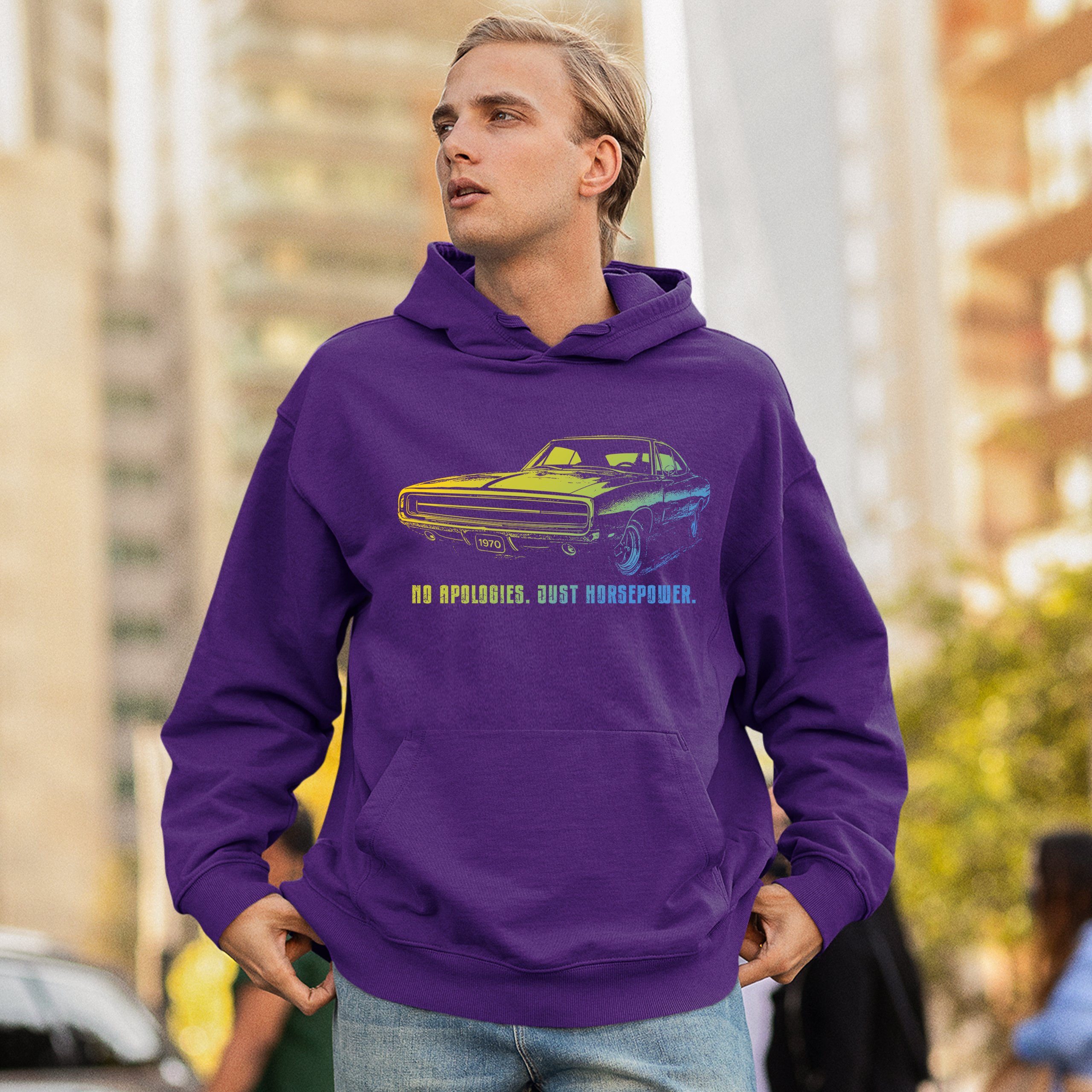 No Apologies Just Horsepower Sweatshirt Muscle Car Vintage 1970 Power Hoodie - Picture 26 of 57