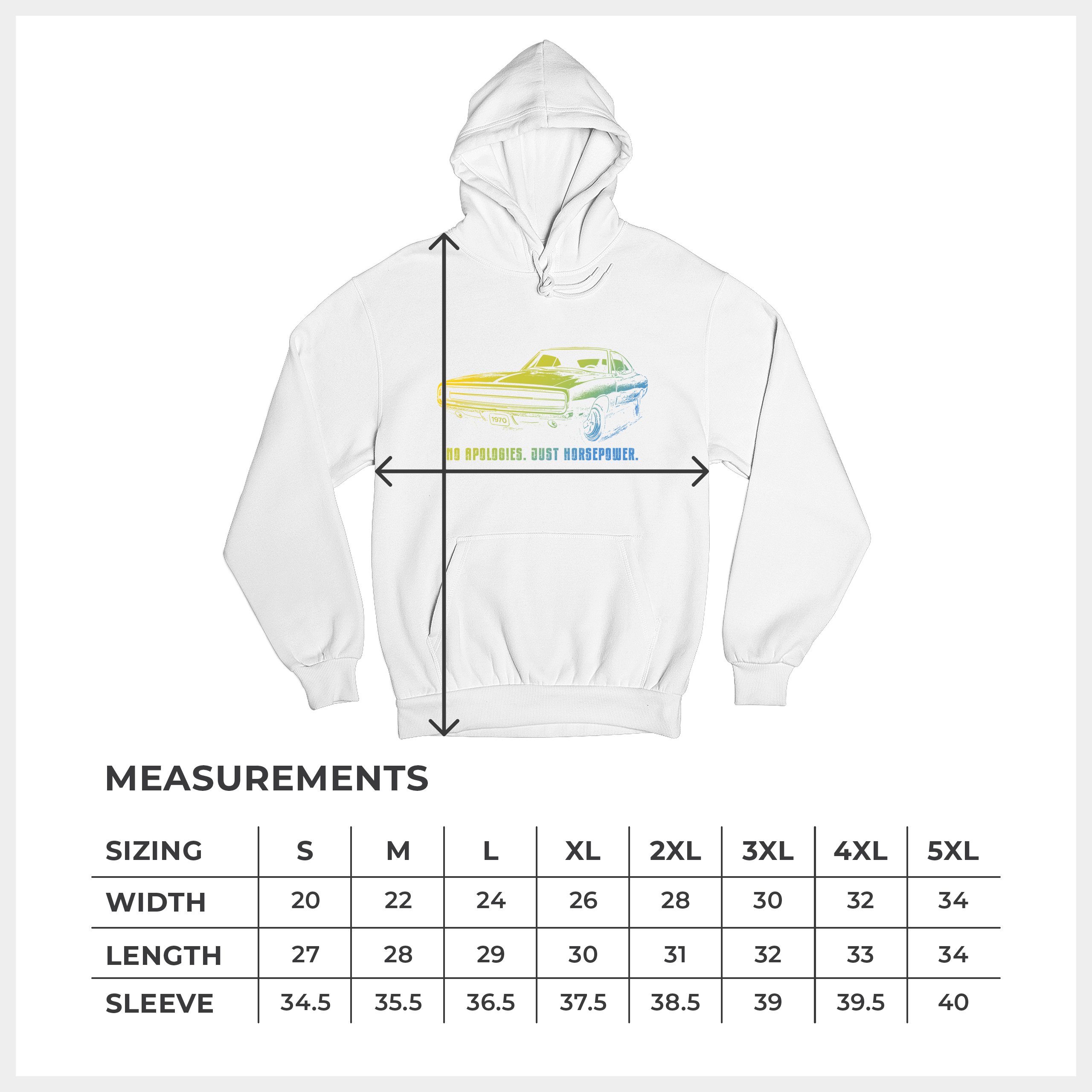 No Apologies Just Horsepower Sweatshirt Muscle Car Vintage 1970 Power Hoodie - Picture 43 of 57