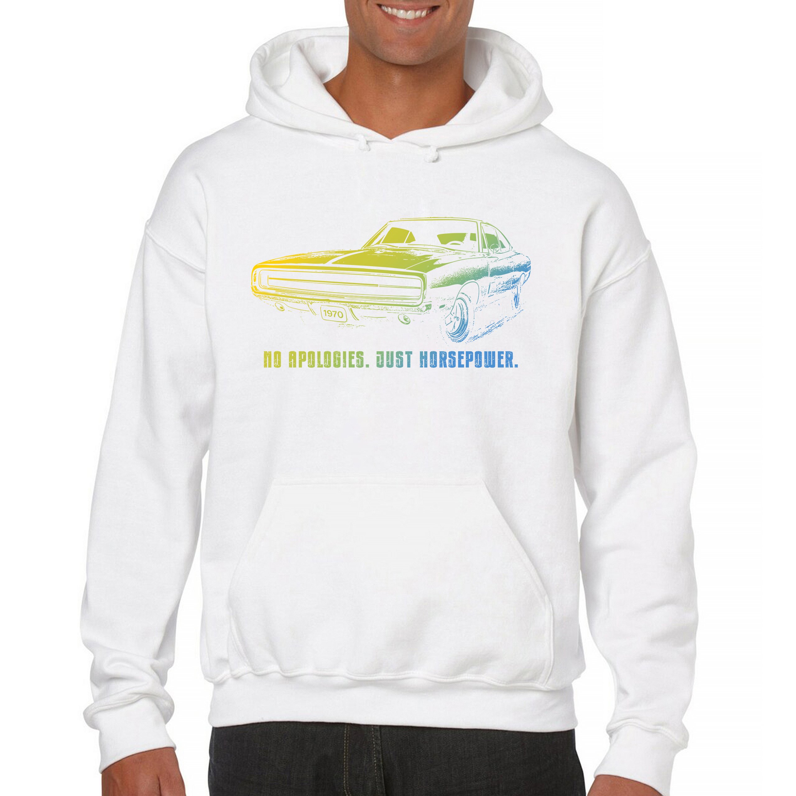 No Apologies Just Horsepower Sweatshirt Muscle Car Vintage 1970 Power Hoodie - Picture 37 of 57