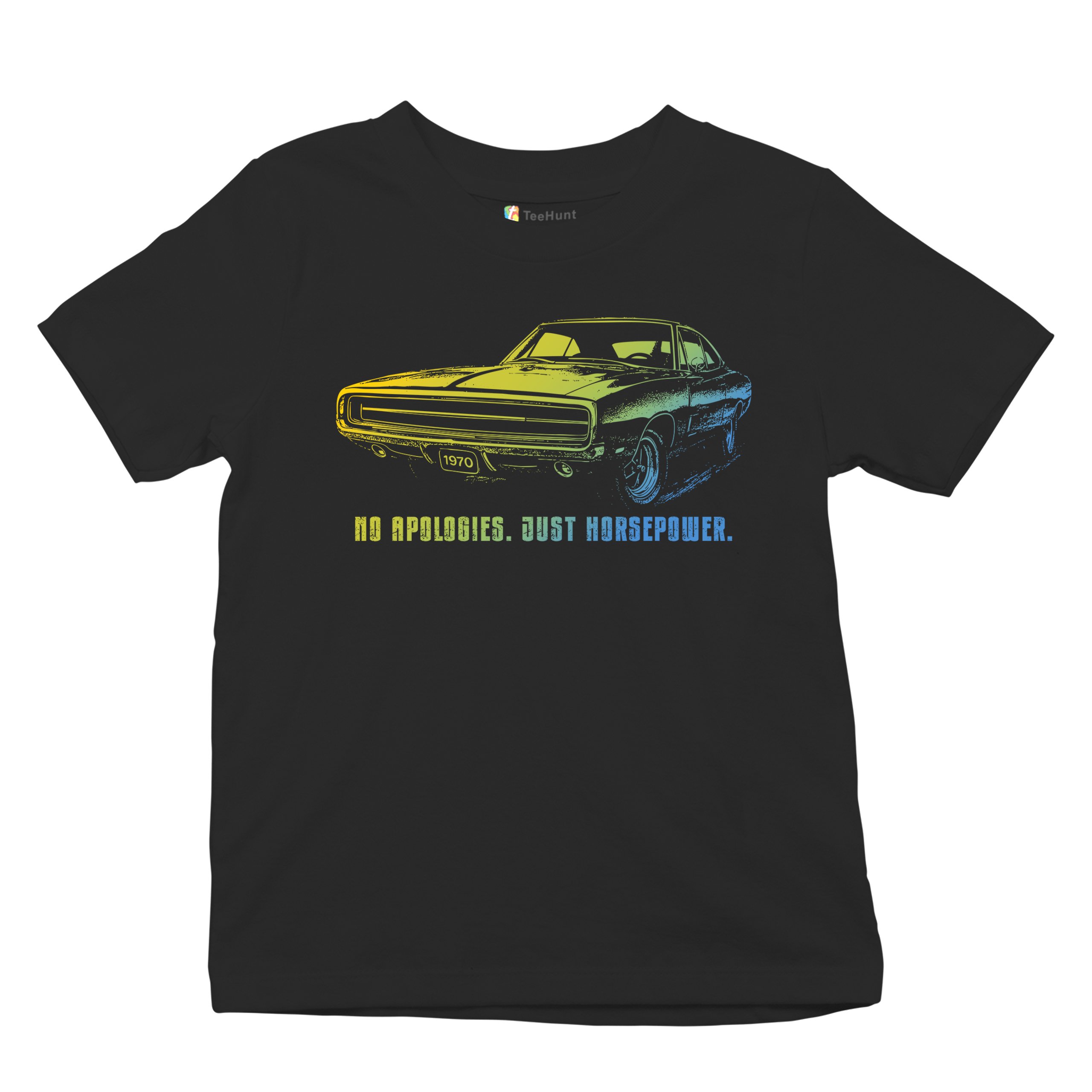 No Apologies Just Horsepower Youth T-shirt Muscle Car Vintage 1970 Power Kids - Picture 6 of 50