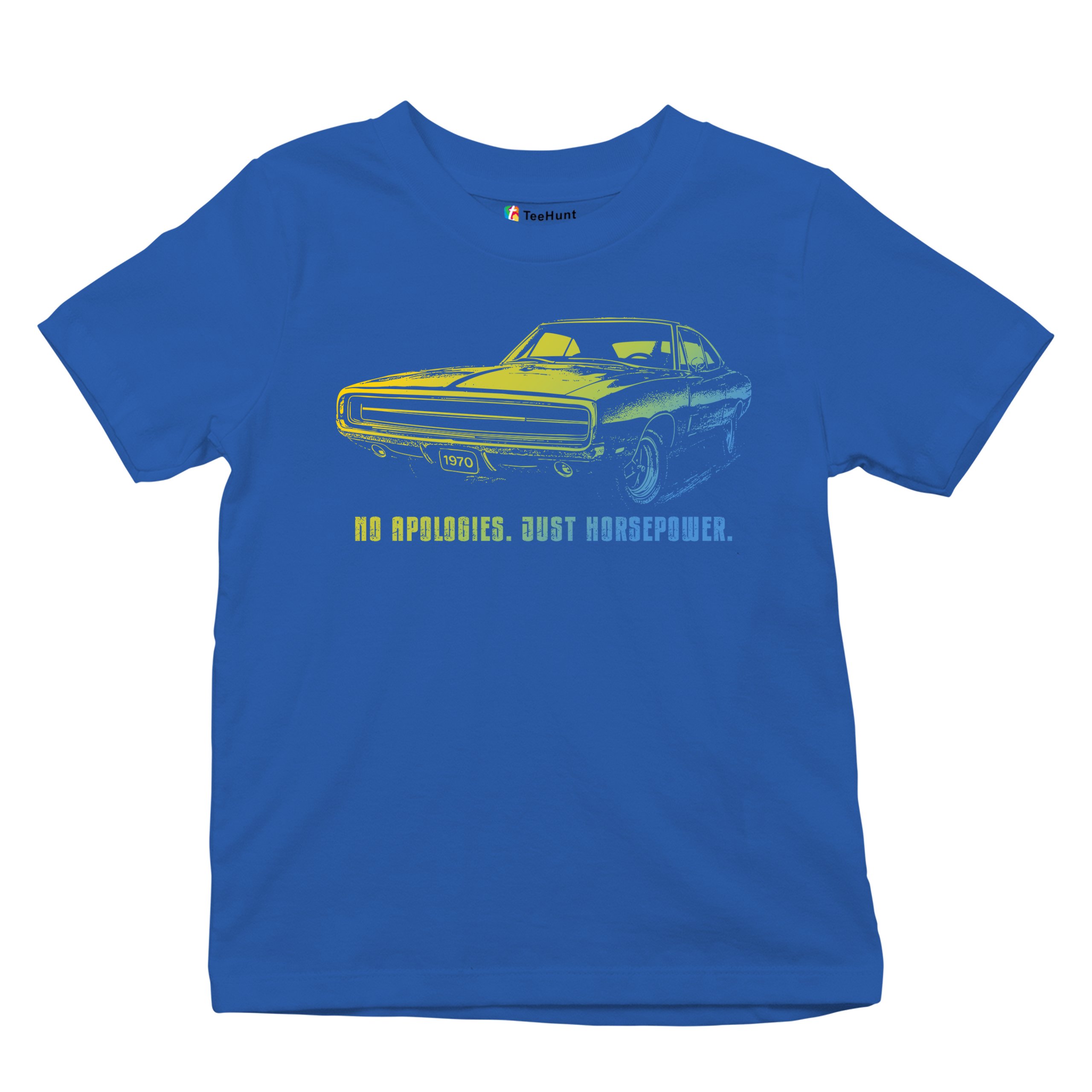 No Apologies Just Horsepower Youth T-shirt Muscle Car Vintage 1970 Power Kids - Picture 41 of 50