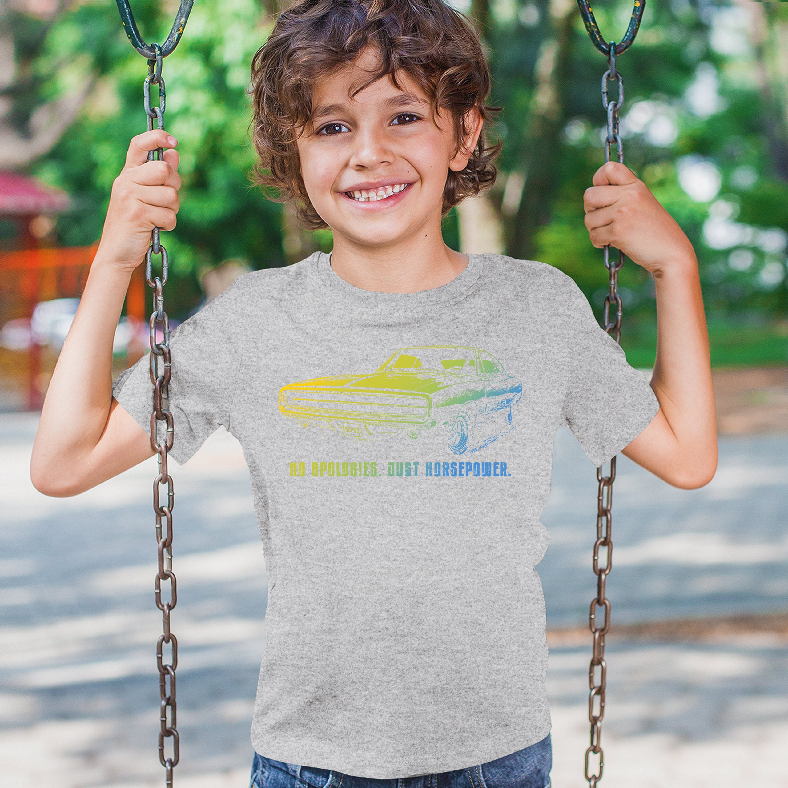 No Apologies Just Horsepower Youth T-shirt Muscle Car Vintage 1970 Power Kids - Picture 12 of 50