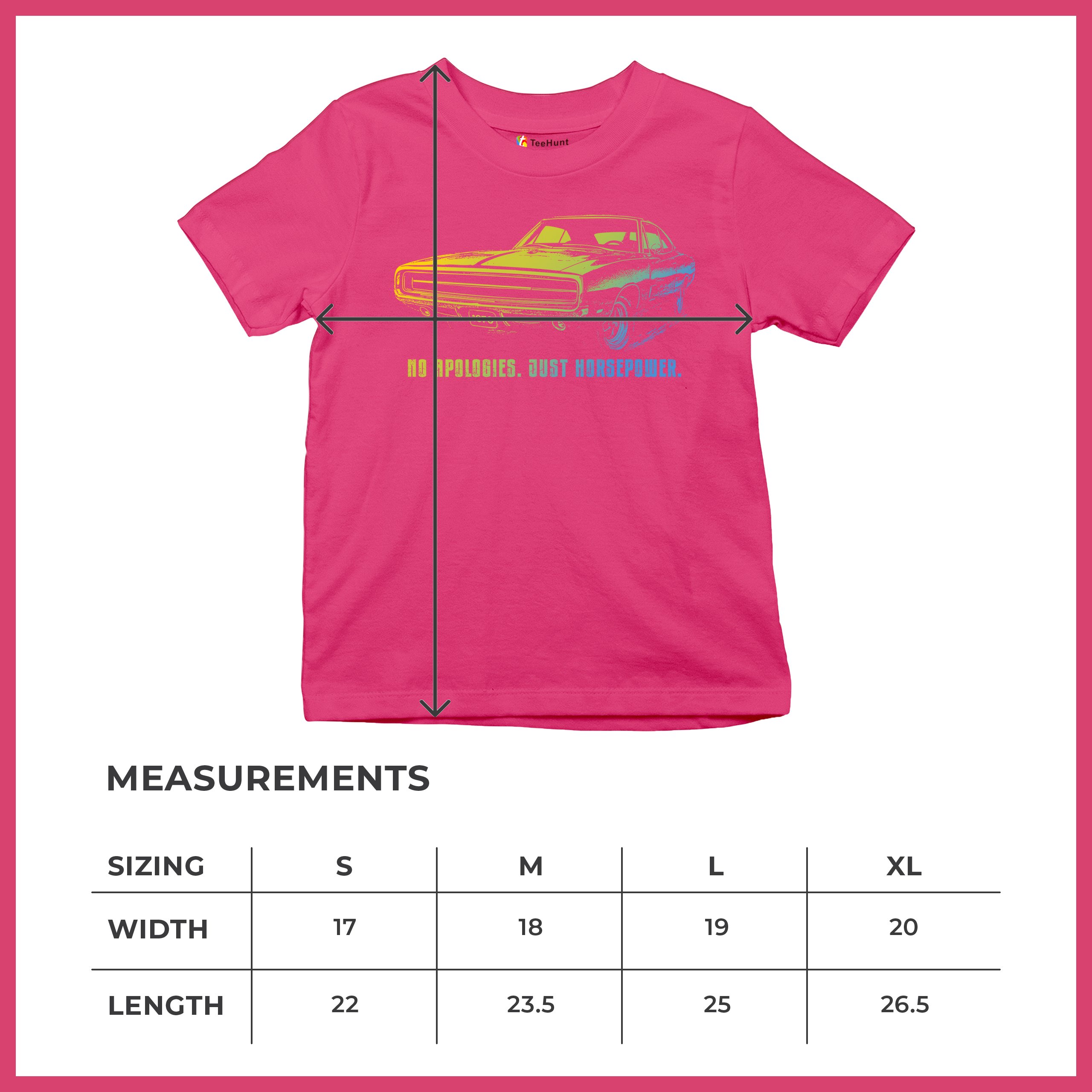 No Apologies Just Horsepower Youth T-shirt Muscle Car Vintage 1970 Power Kids - Picture 50 of 50