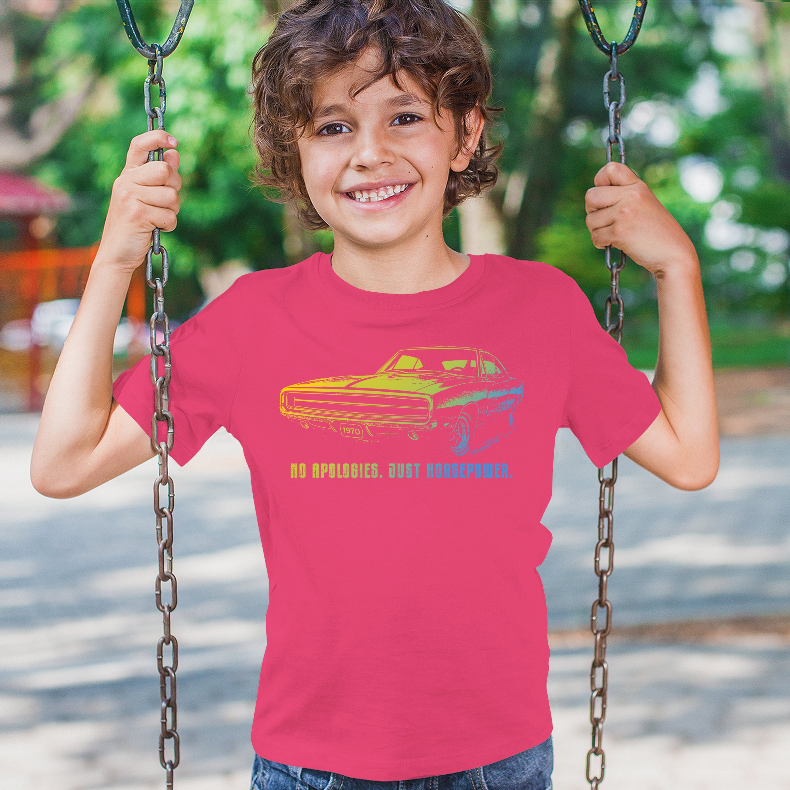 No Apologies Just Horsepower Youth T-shirt Muscle Car Vintage 1970 Power Kids - Picture 47 of 50