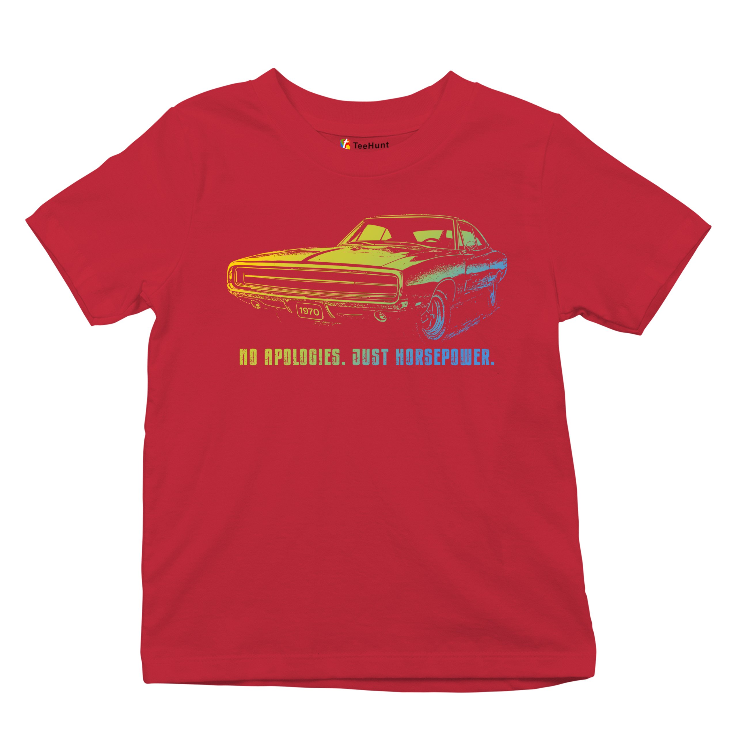 No Apologies Just Horsepower Youth T-shirt Muscle Car Vintage 1970 Power Kids - Picture 20 of 50