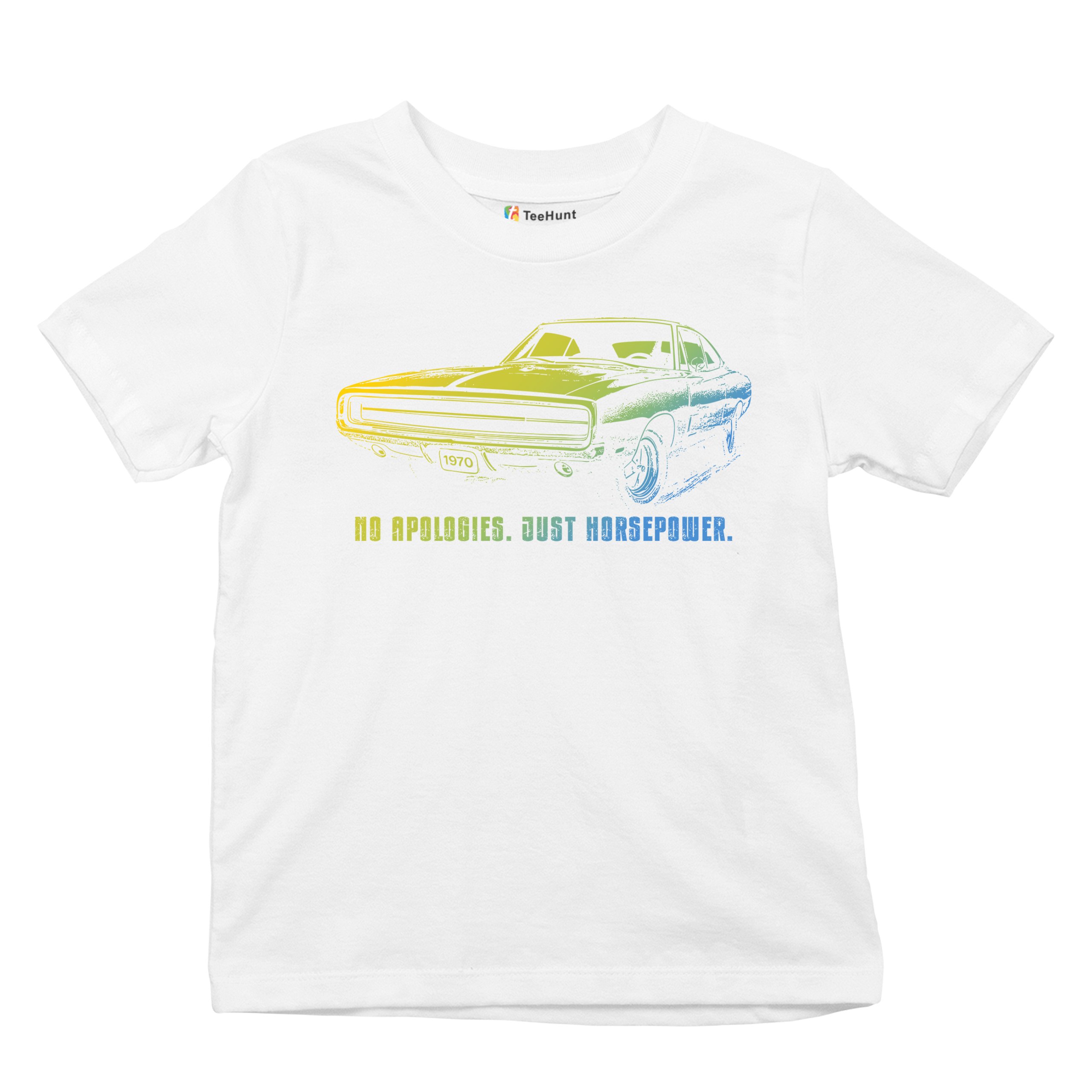 No Apologies Just Horsepower Youth T-shirt Muscle Car Vintage 1970 Power Kids - Picture 27 of 50