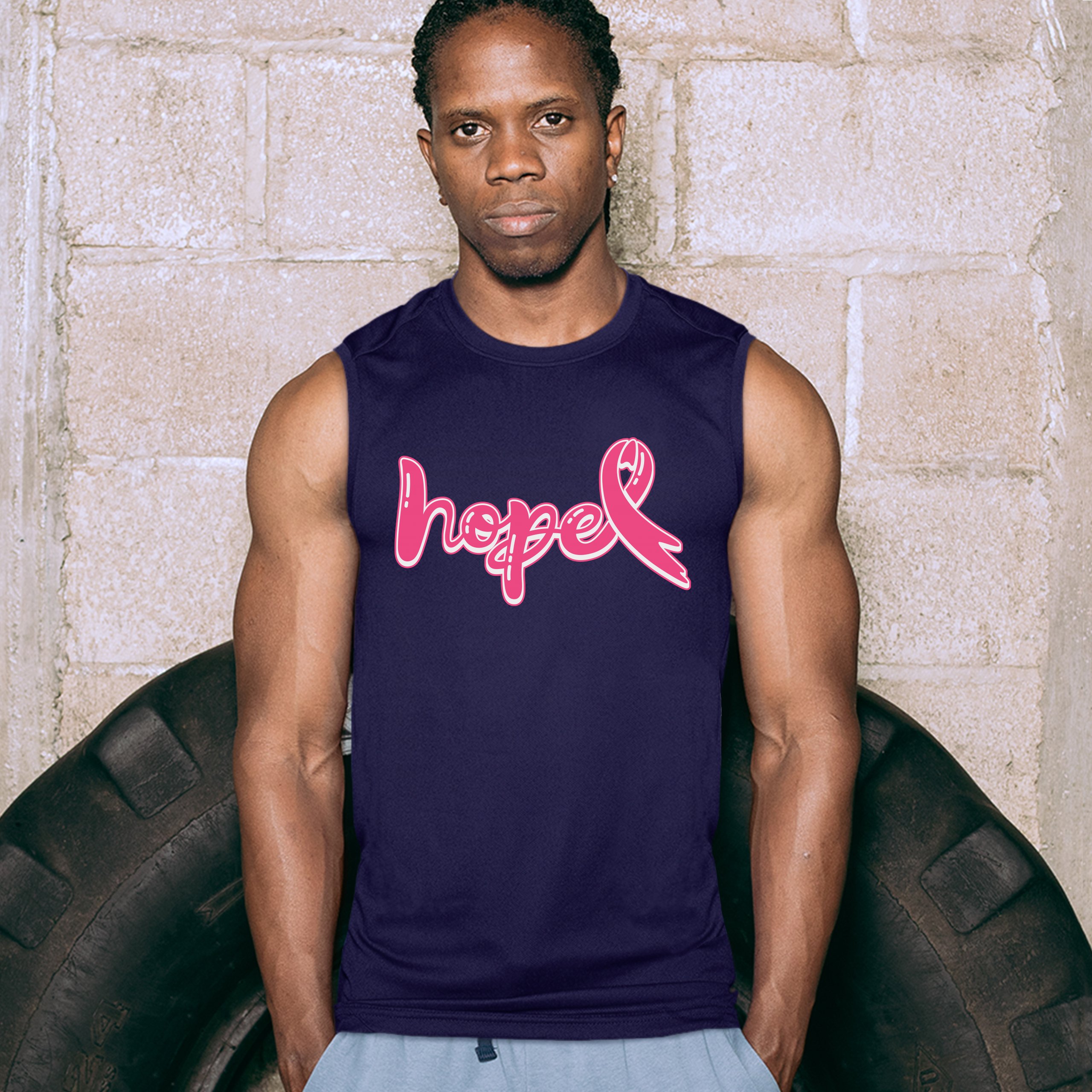 Camisa muscular Hope cinta rosa mes de concientización sobre el cáncer de mama para hombre - Imagen 21 de 21