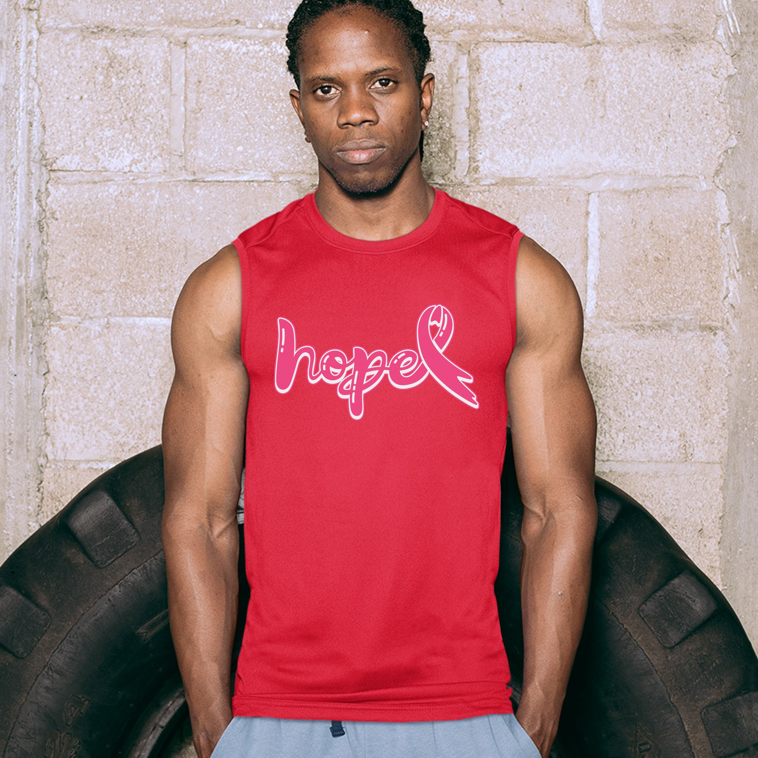Camisa muscular Hope cinta rosa mes de concientización sobre el cáncer de mama para hombre - Imagen 13 de 21