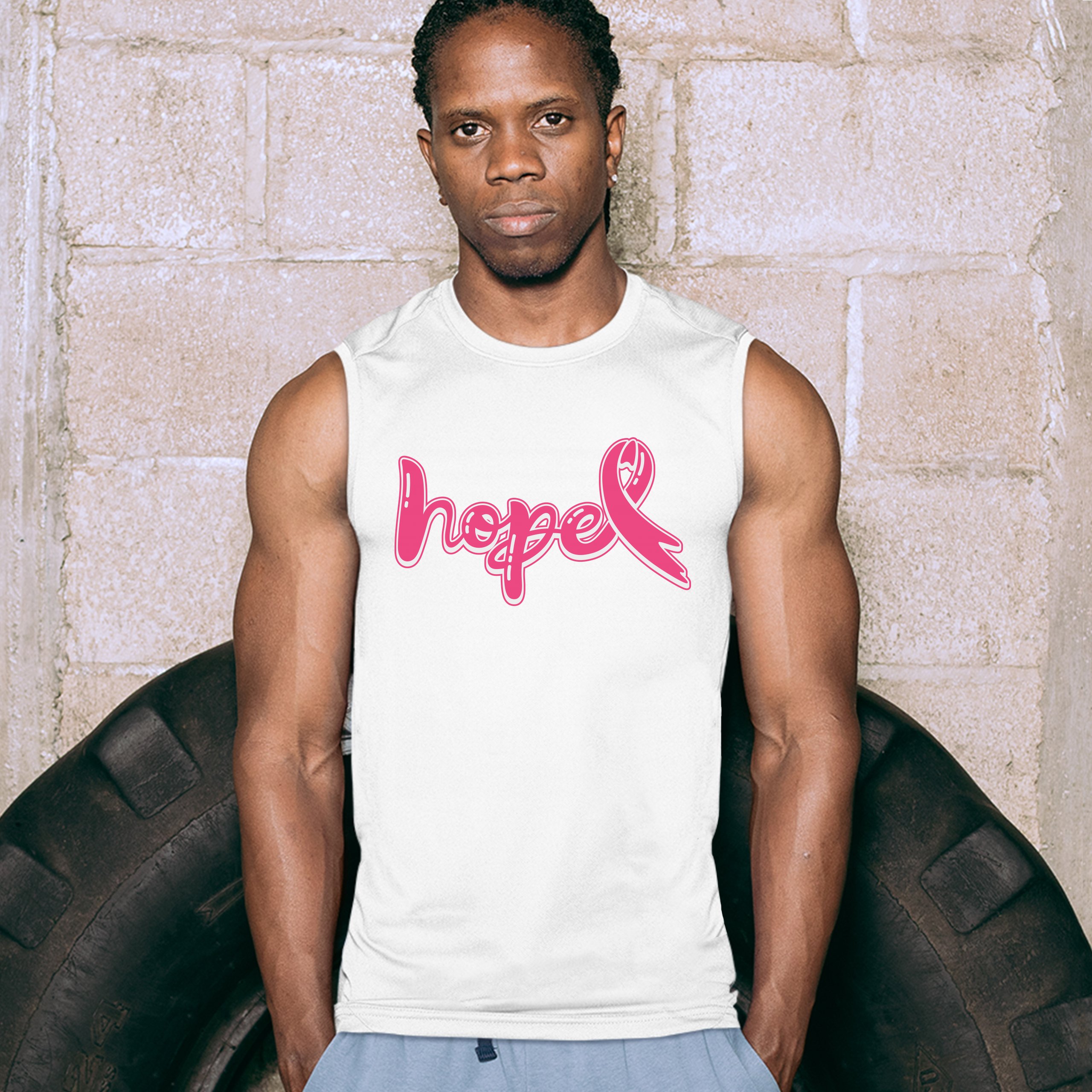 Camisa muscular Hope cinta rosa mes de concientización sobre el cáncer de mama para hombre - Imagen 17 de 21