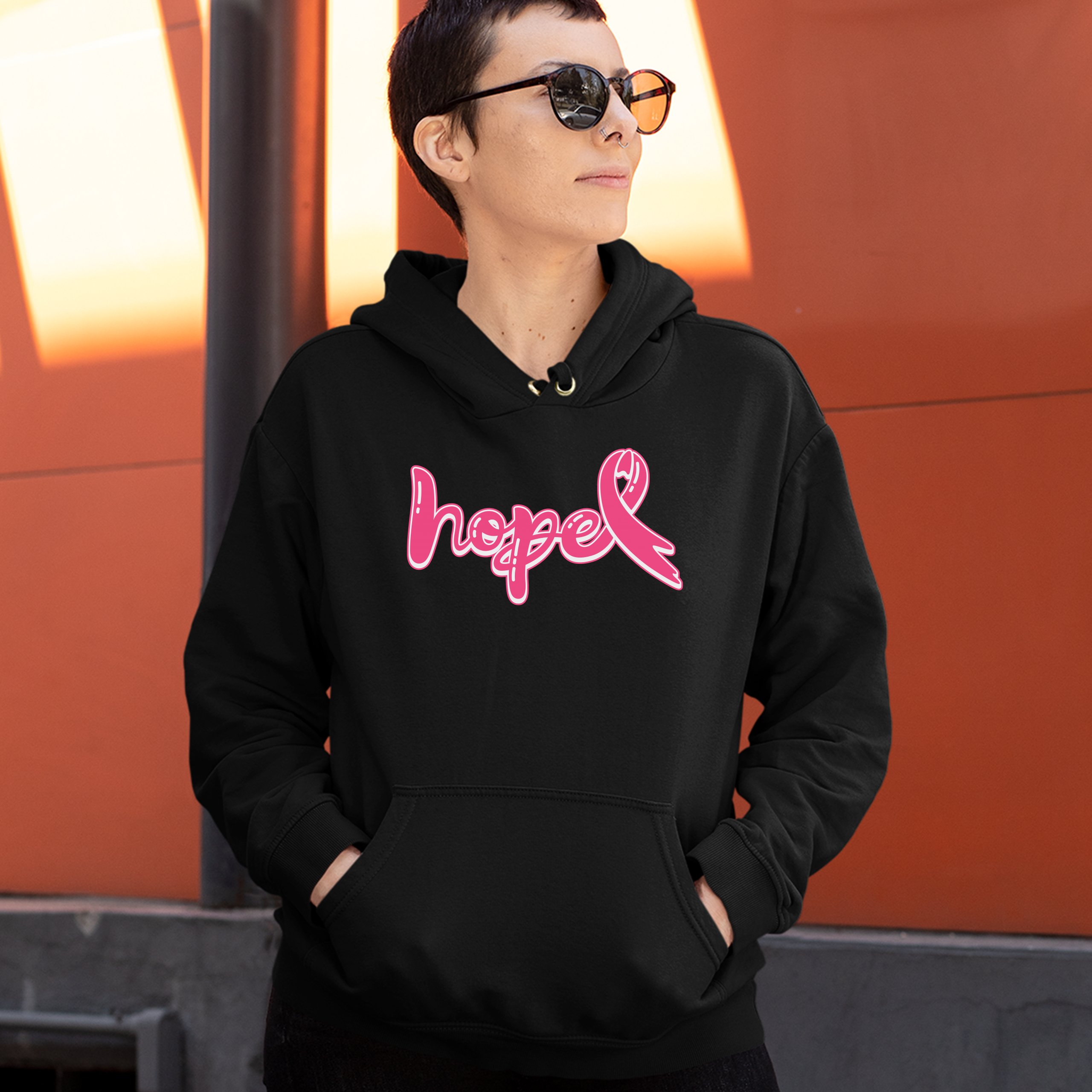 Felpa con cappuccio mese sensibilizzazione sul cancro al seno rosa Hope - Foto 6 di 41