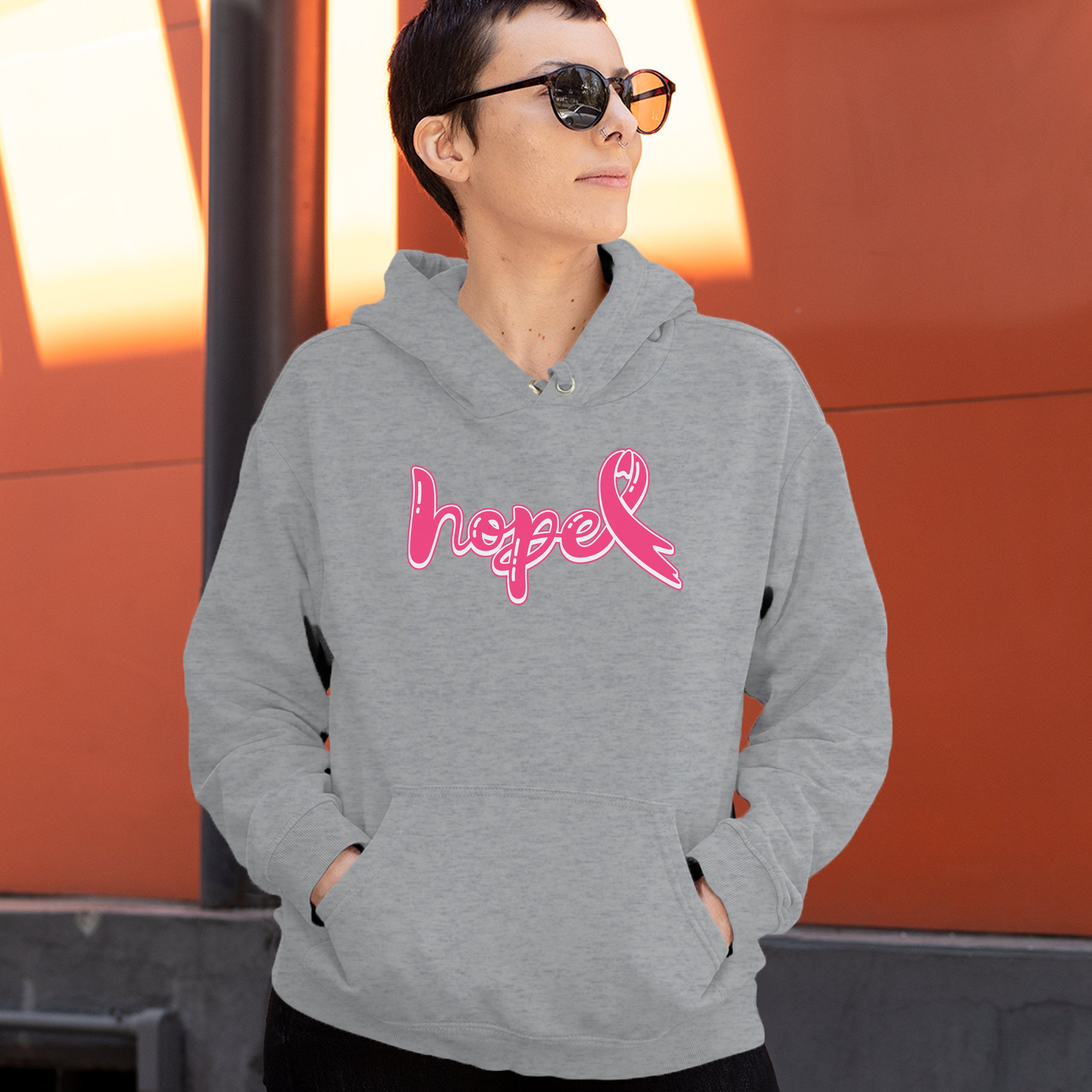 Felpa con cappuccio mese sensibilizzazione sul cancro al seno rosa Hope - Foto 11 di 41