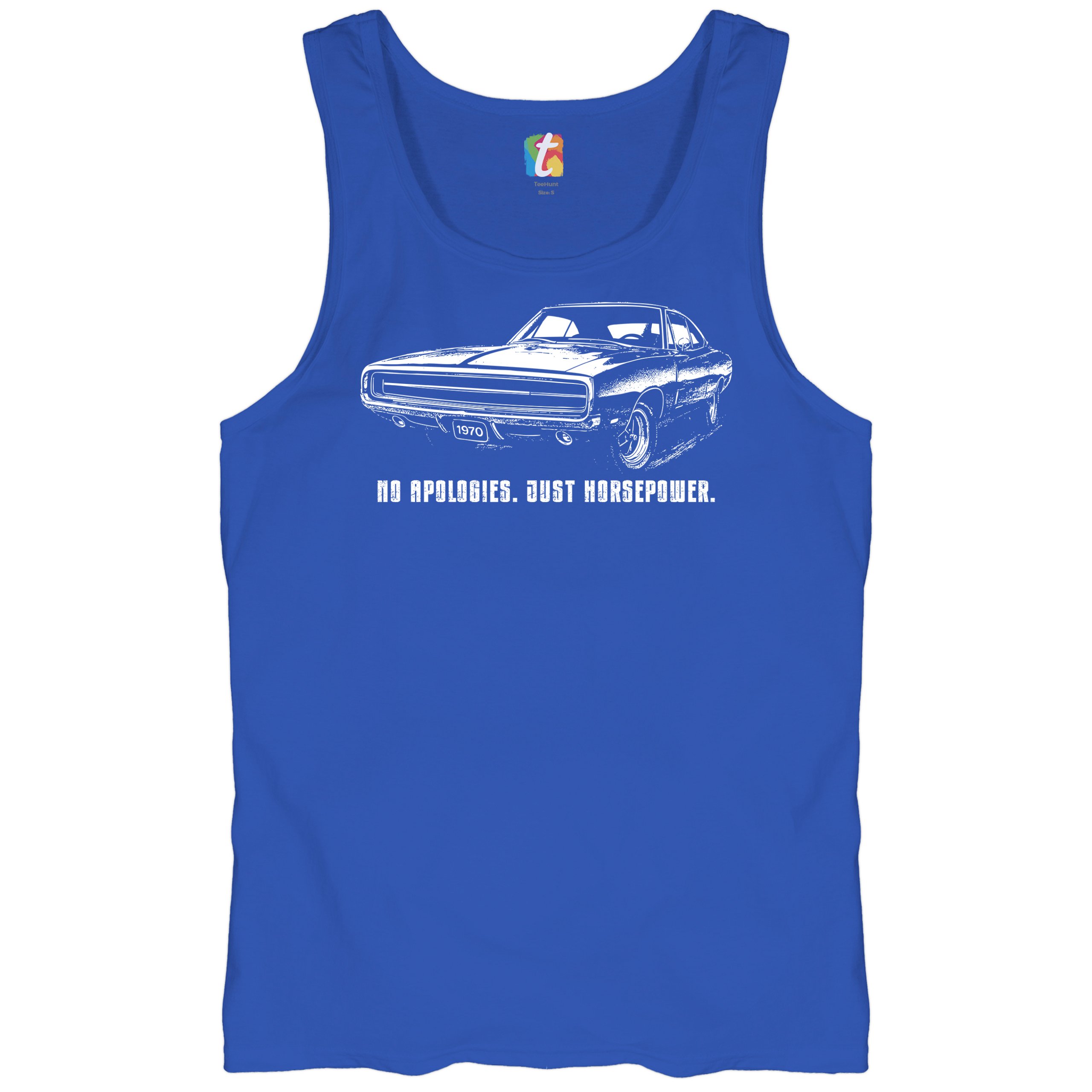No Apologies Just Horsepower Tank Top Vintage '70 Muscle Car Classic Men's Top - Picture 27 of 29
