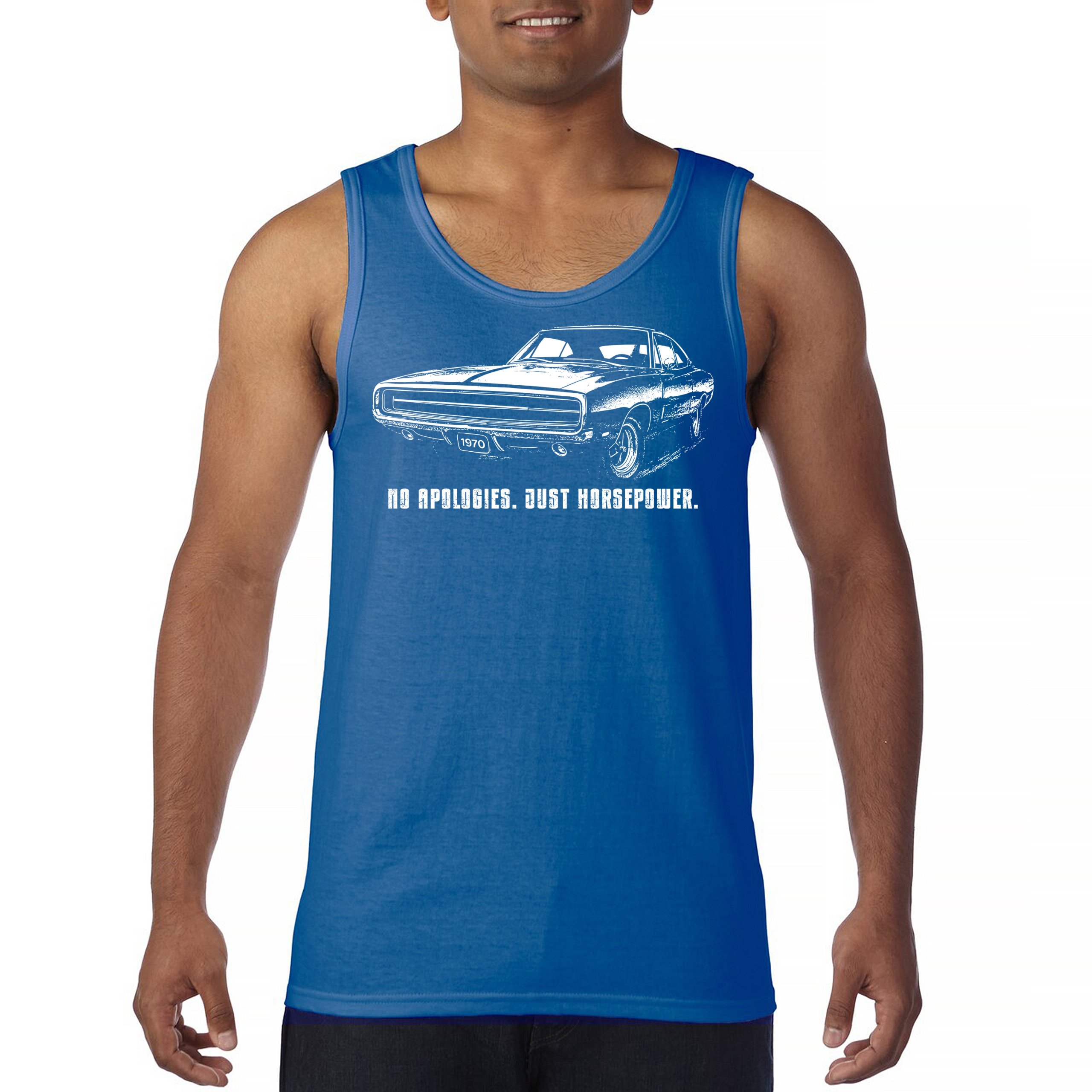 No Apologies Just Horsepower Tank Top Vintage '70 Muscle Car Classic Men's Top - Picture 23 of 29
