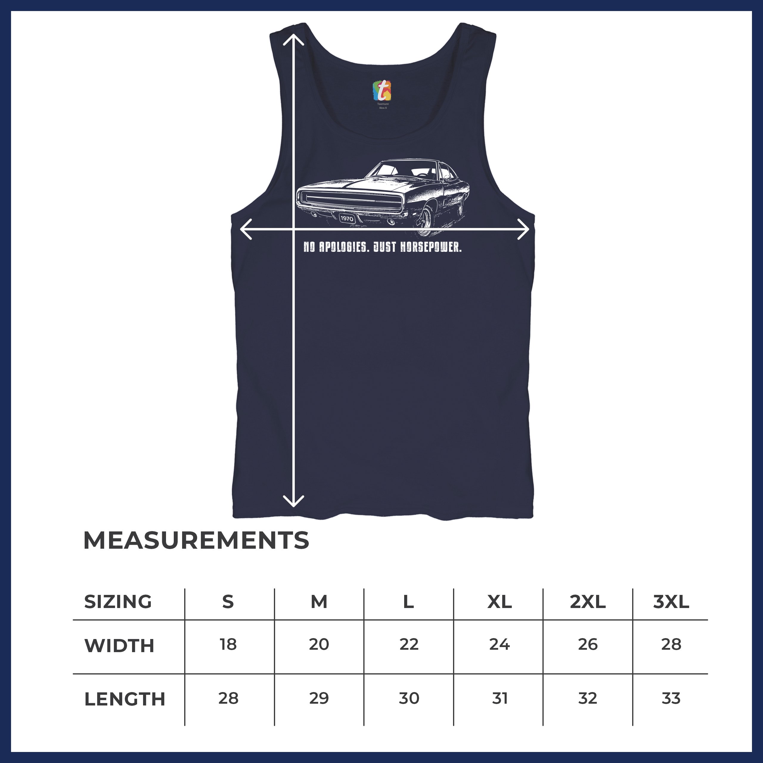 No Apologies Just Horsepower Tank Top Vintage '70 Muscle Car Classic Men's Top - Picture 22 of 29
