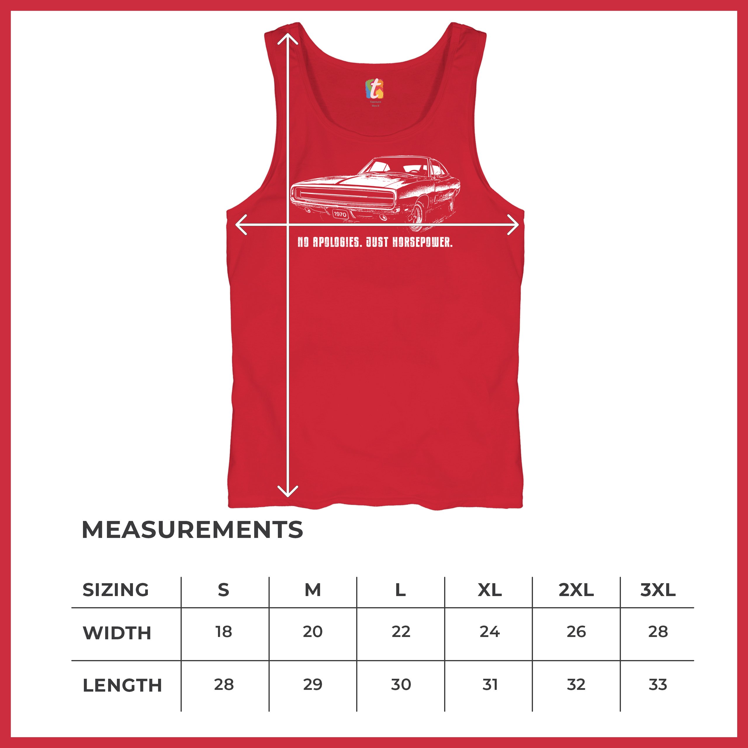 No Apologies Just Horsepower Tank Top Vintage '70 Muscle Car Classic Men's Top - Picture 15 of 29