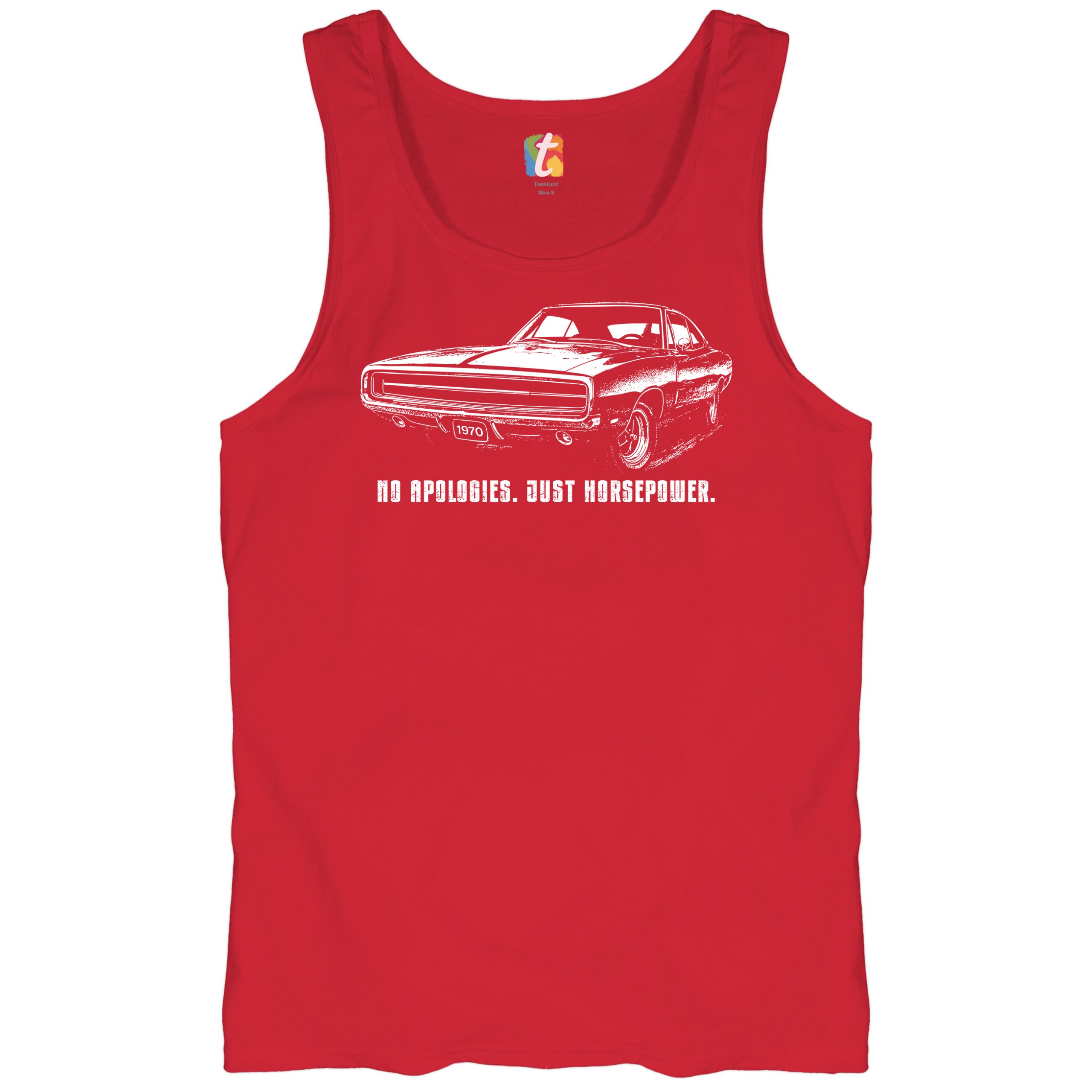 No Apologies Just Horsepower Tank Top Vintage '70 Muscle Car Classic Men's Top - Picture 13 of 29