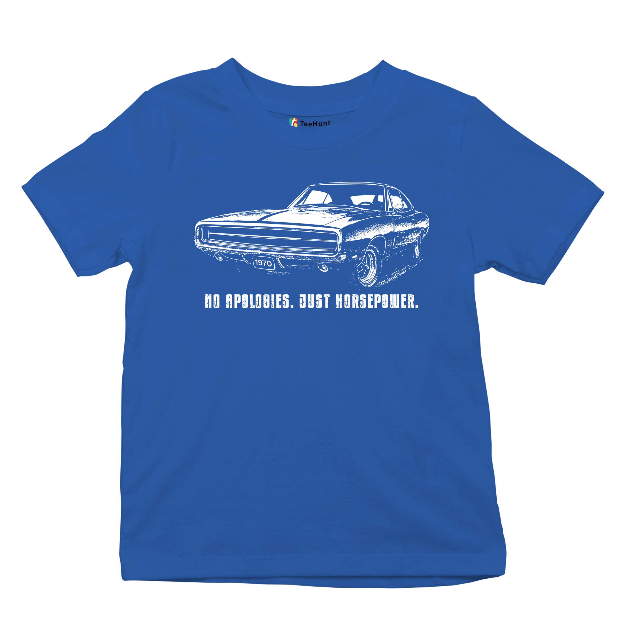 No Apologies Just Horsepower Youth T-shirt Vintage '70 Muscle Car Classic Kids - Picture 27 of 36