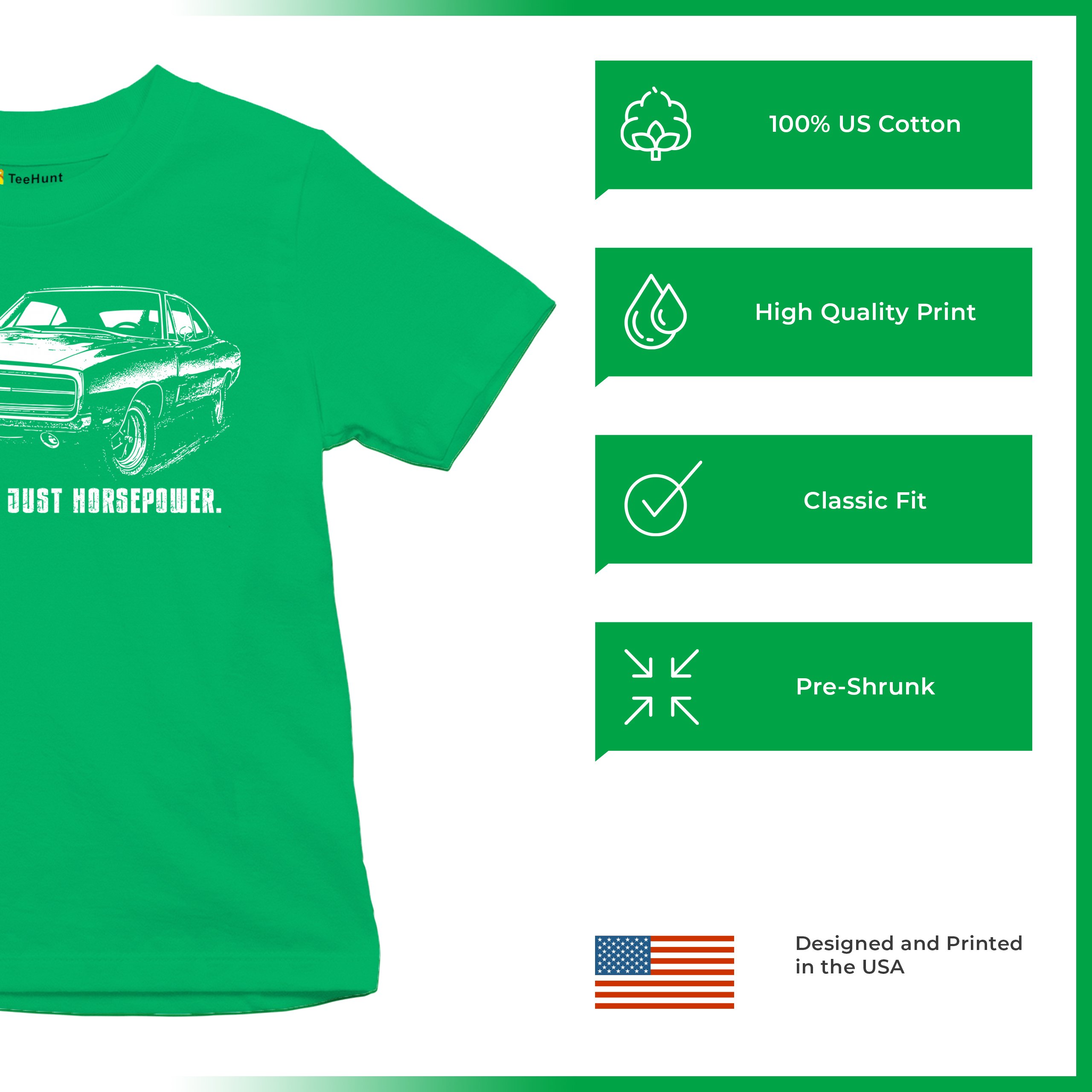 No Apologies Just Horsepower Youth T-shirt Vintage '70 Muscle Car Classic Kids - Picture 21 of 36