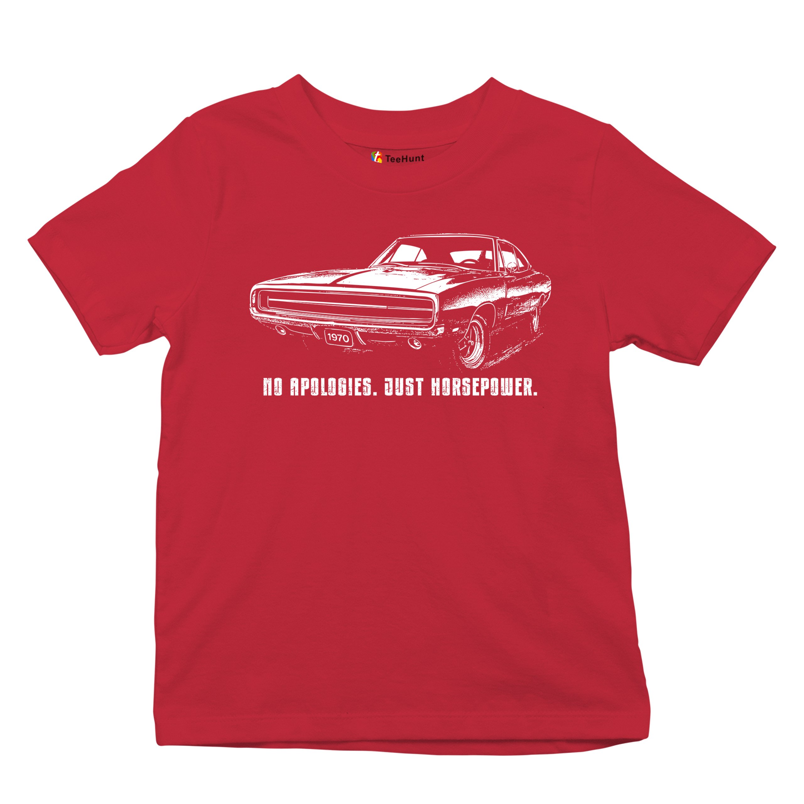 No Apologies Just Horsepower Youth T-shirt Vintage '70 Muscle Car Classic Kids - Picture 13 of 36