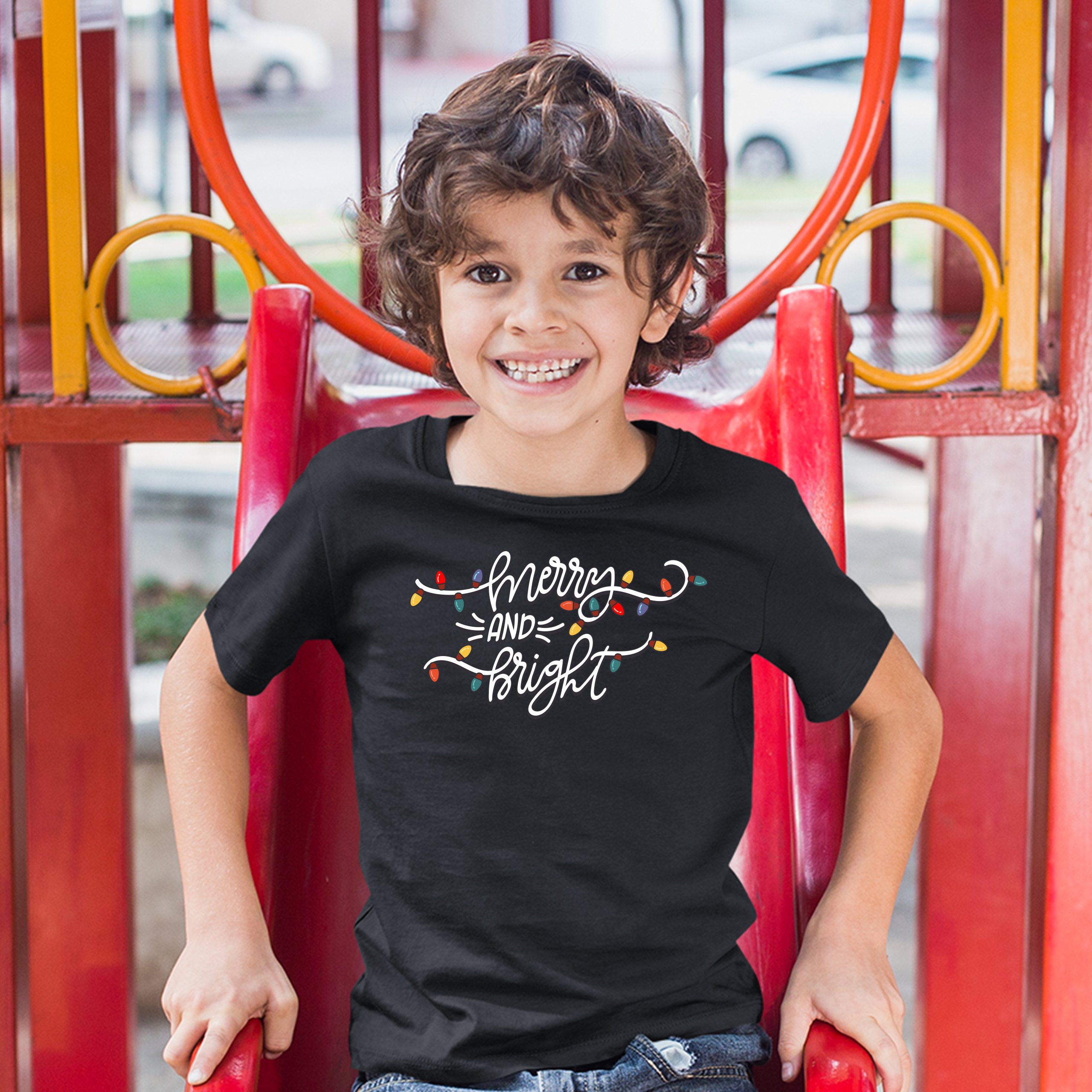 Merry and Bright Youth T-shirt Christmas Eve Holiday Spirit Festive Kids - Picture 9 of 29