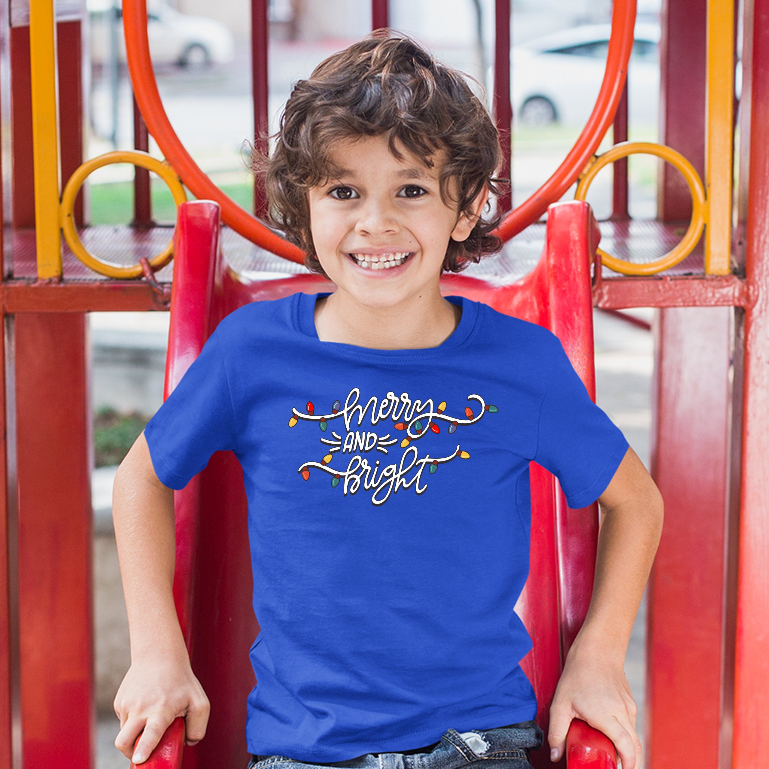 Merry and Bright Youth T-shirt Christmas Eve Holiday Spirit Festive Kids - Picture 25 of 29