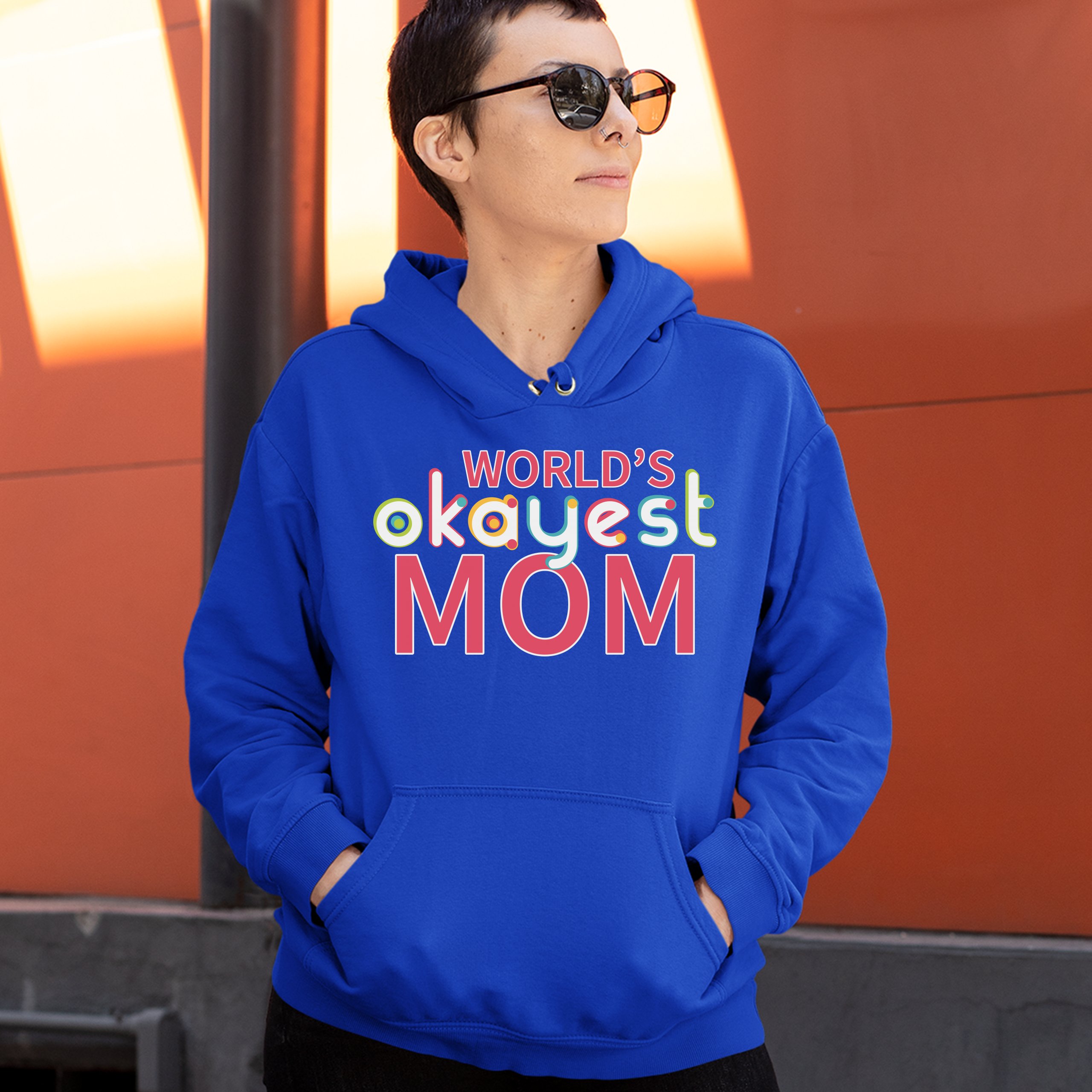 Worlds Okayest Mom Sweatshirt Maternity Motherhood Funny Mothers Day 