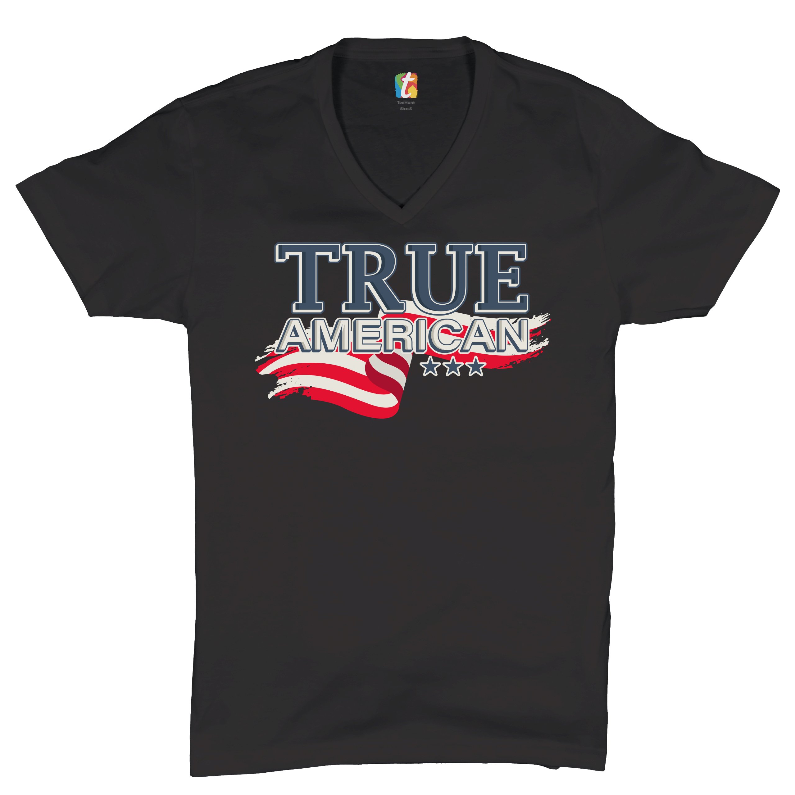 True American V-Neck T-shirt Stars and Stripes Independence Day July 4th Tee - Imagen 6 de 17