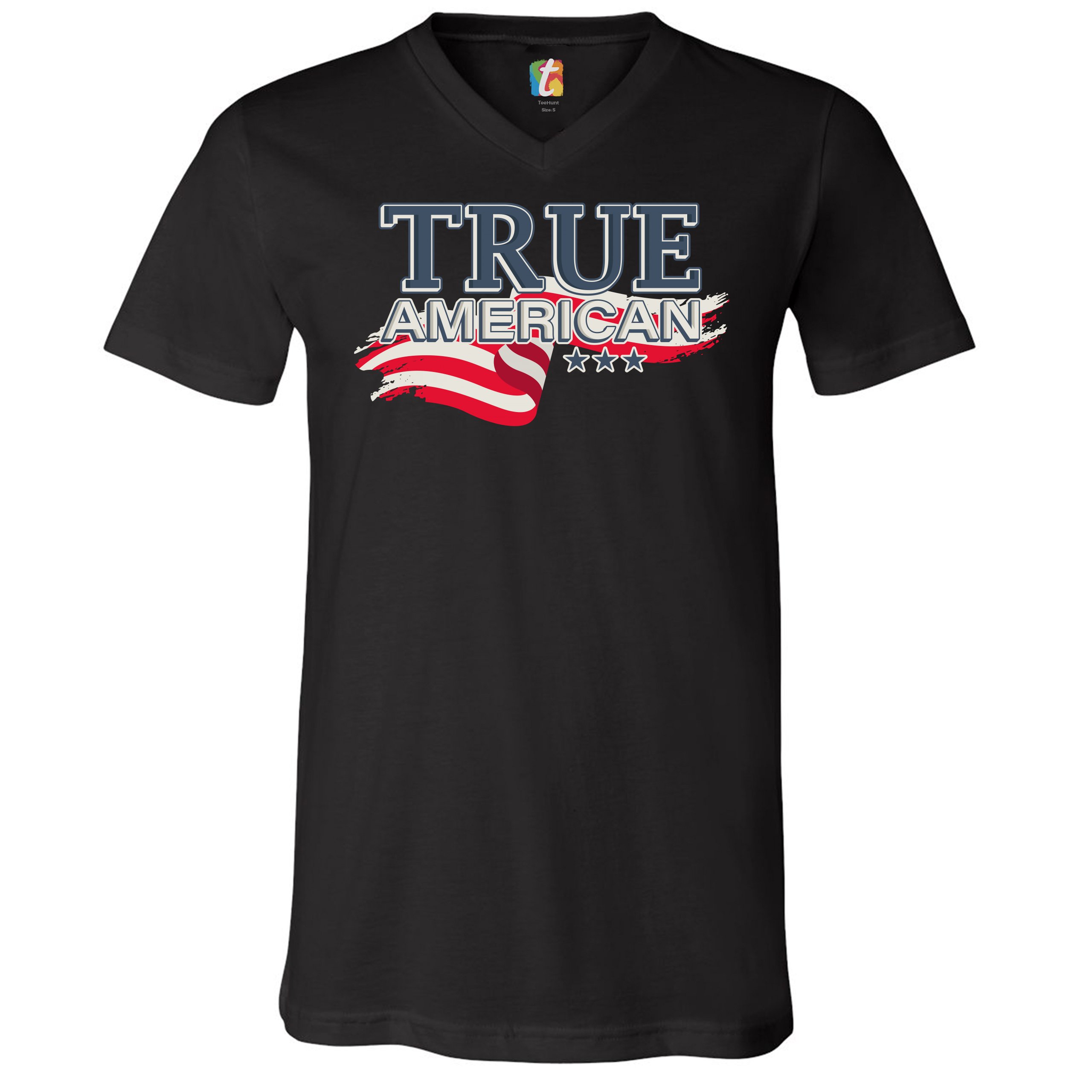 True American V-Neck T-shirt Stars and Stripes Independence Day July 4th Tee - Imagen 7 de 17