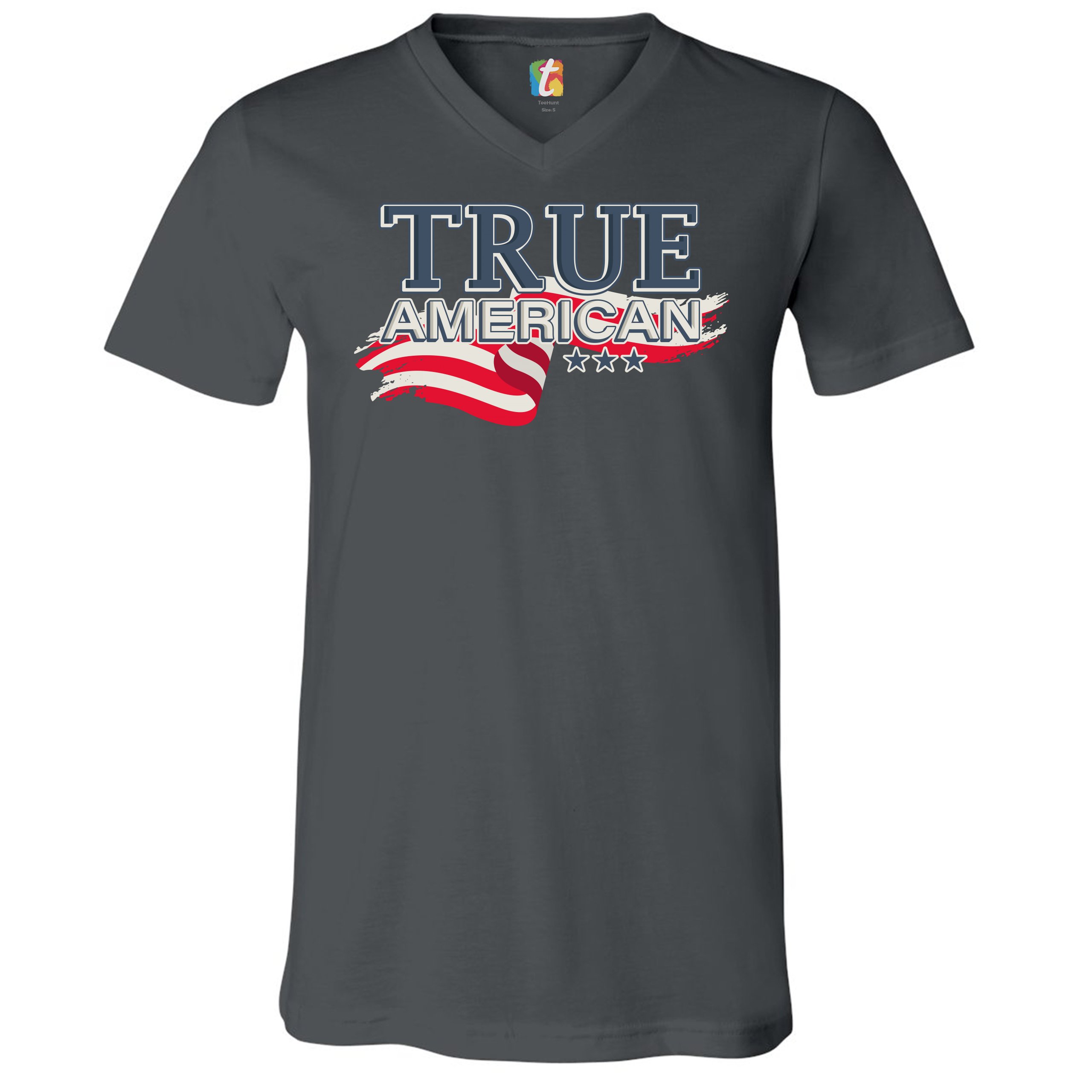 True American V-Neck T-shirt Stars and Stripes Independence Day July 4th Tee - Imagen 15 de 17