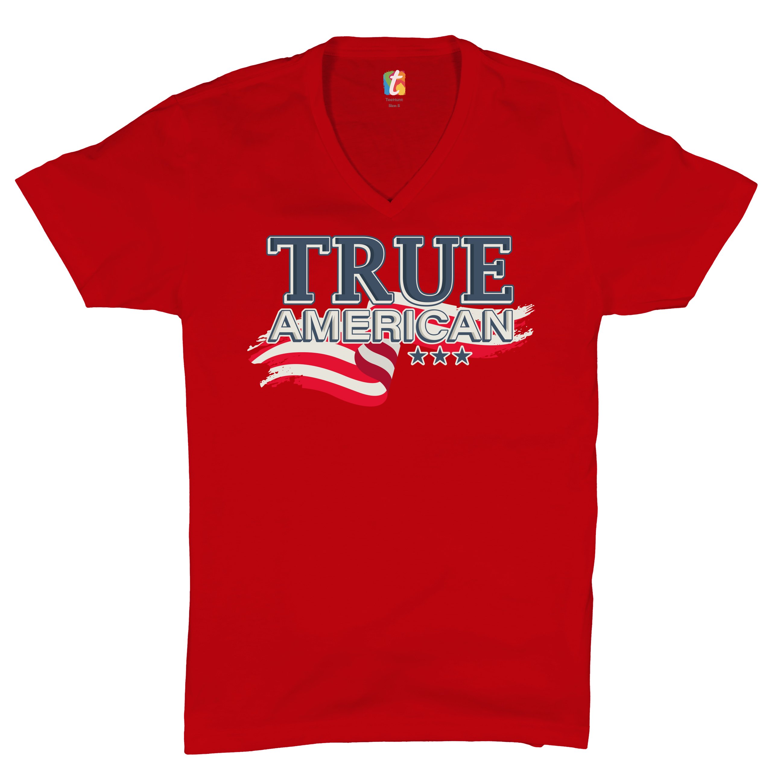 True American V-Neck T-shirt Stars and Stripes Independence Day July 4th Tee - Imagen 10 de 17