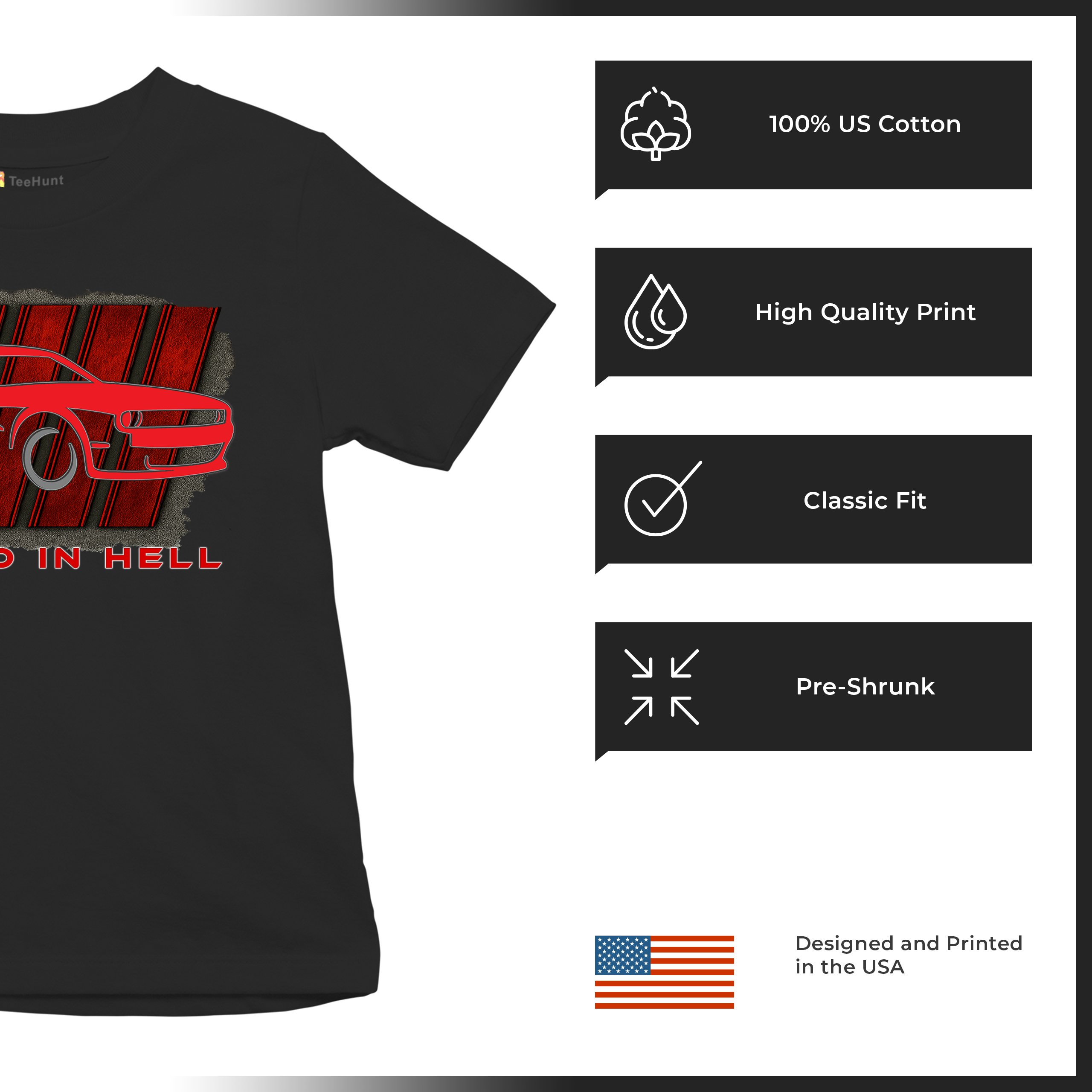 Raised In Hell Muscle Car Youth T-shirt American Performance Power RT V8 Kids - Picture 7 of 50