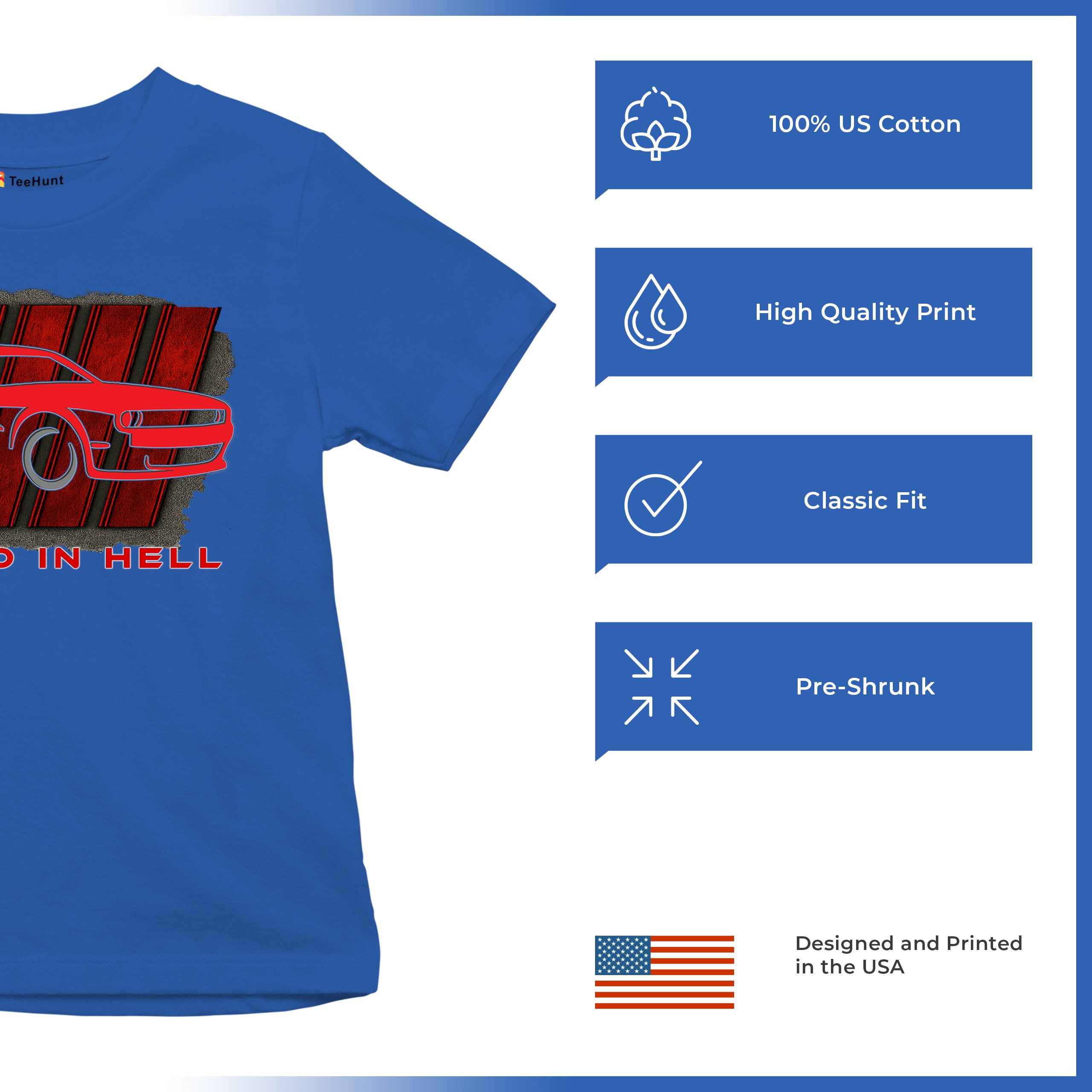 Raised In Hell Muscle Car Youth T-shirt American Performance Power RT V8 Kids - Picture 42 of 50
