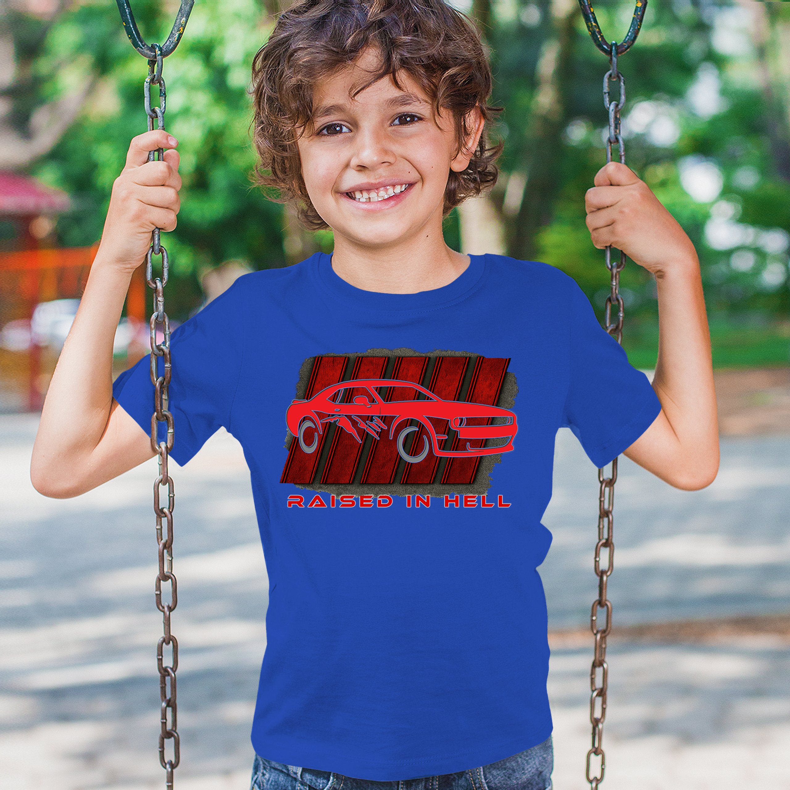 Raised In Hell Muscle Car Youth T-shirt American Performance Power RT V8 Kids - Picture 40 of 50