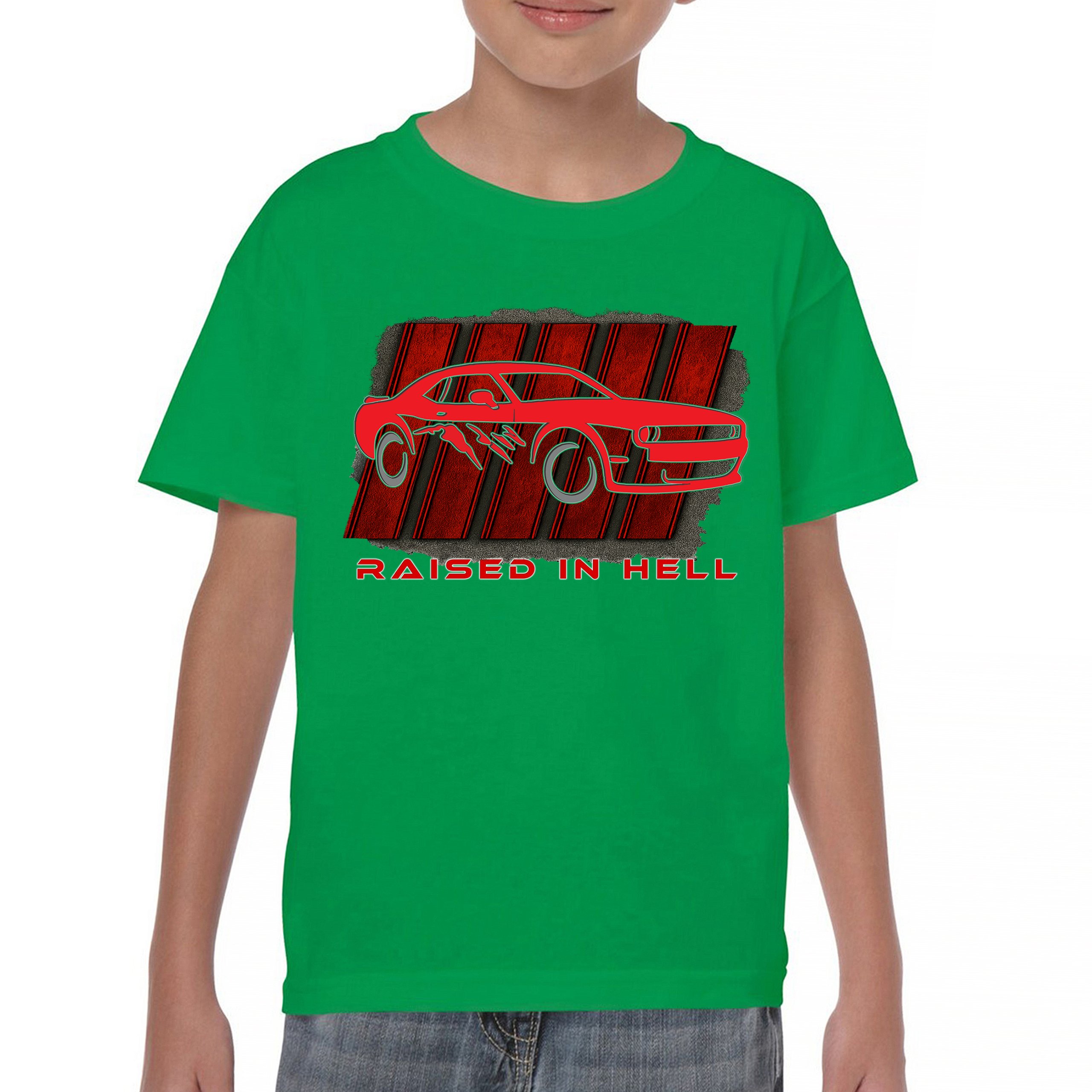 Raised In Hell Muscle Car Youth T-shirt American Performance Power RT V8 Kids - Picture 30 of 50