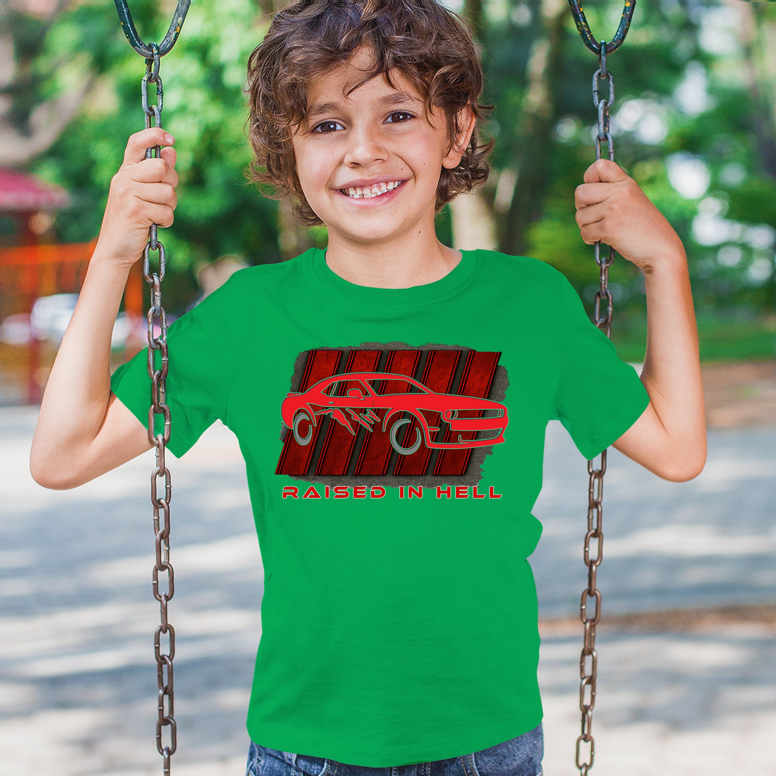 Raised In Hell Muscle Car Youth T-shirt American Performance Power RT V8 Kids - Picture 33 of 50