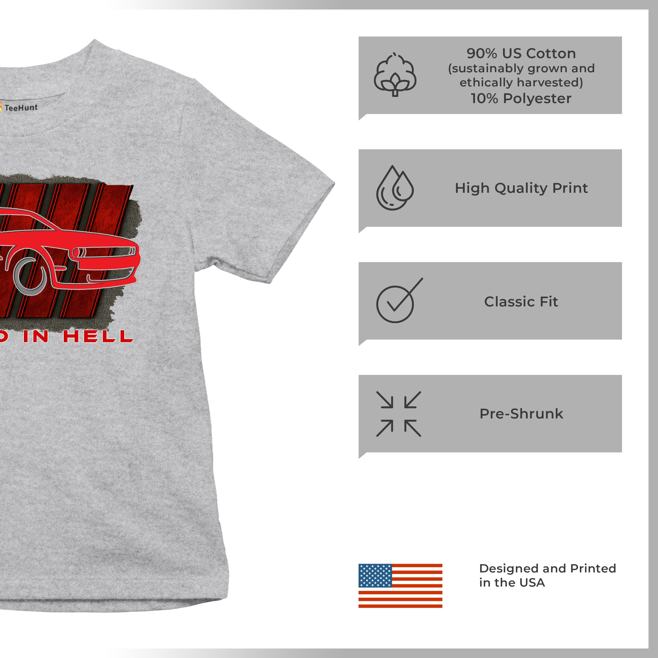 Raised In Hell Muscle Car Youth T-shirt American Performance Power RT V8 Kids - Picture 14 of 50